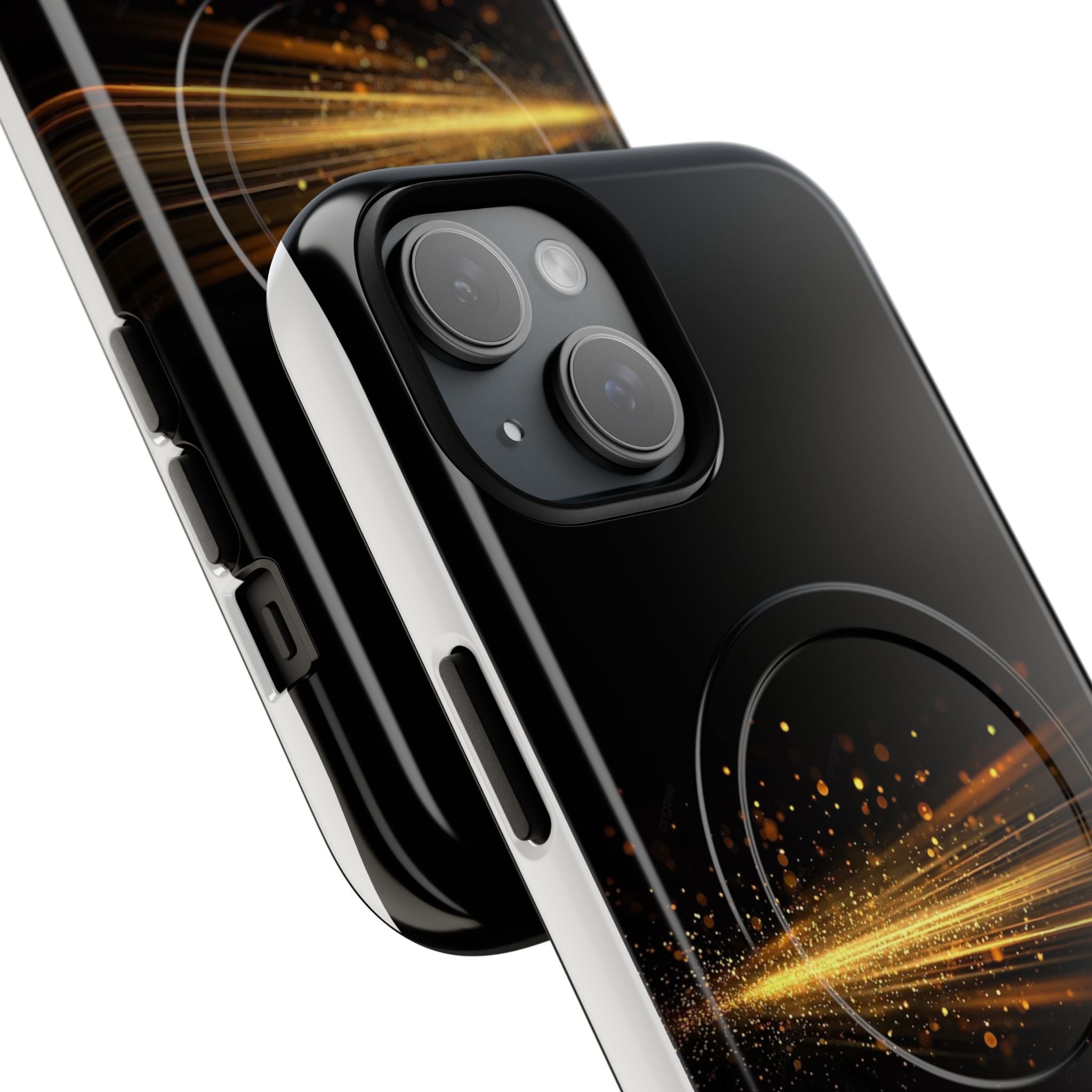 Magnetic Tough Phone Case — Black with Gold Light Trail