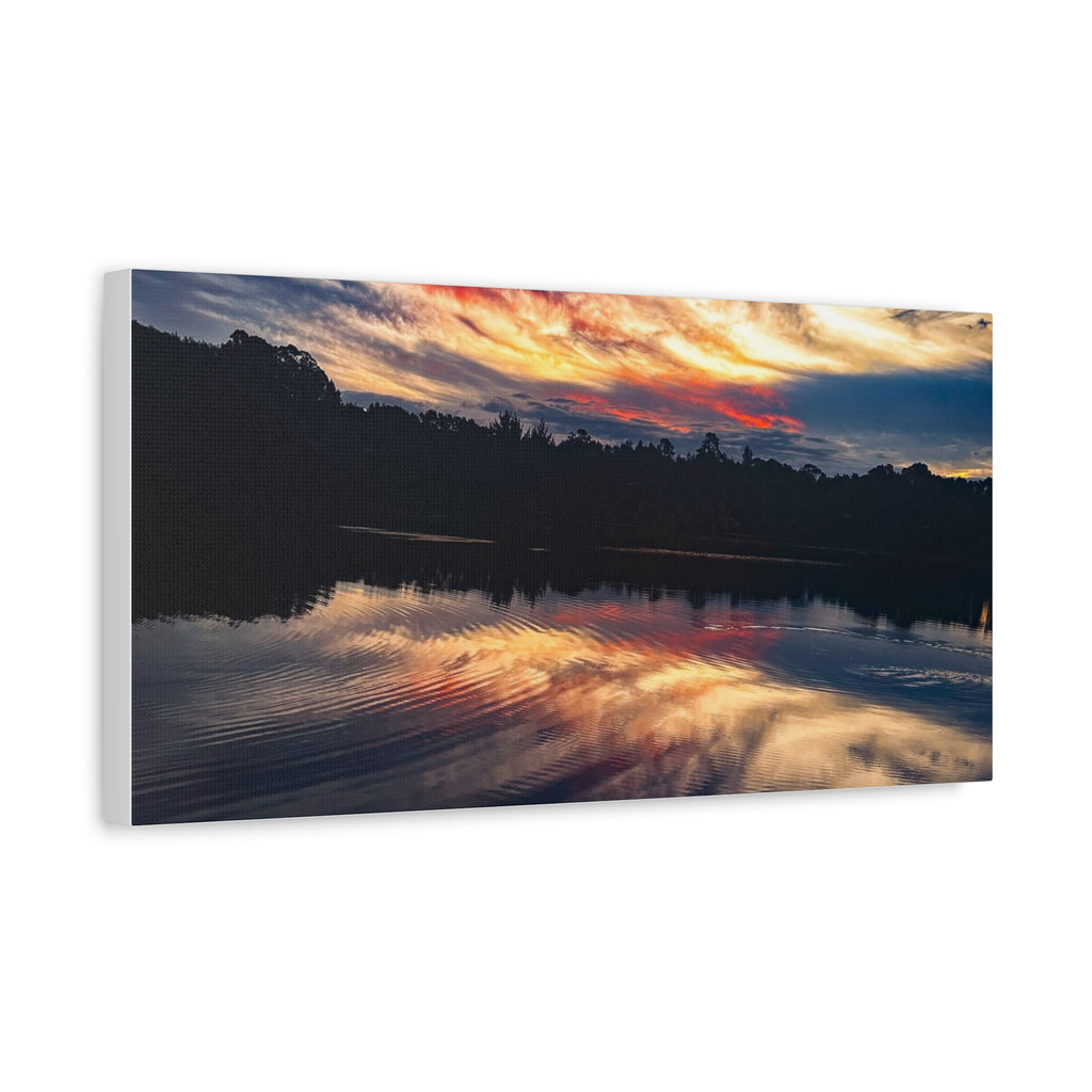 Sunset Lake Reflection Matte Canvas Wall Art — Stretched 1.25"
