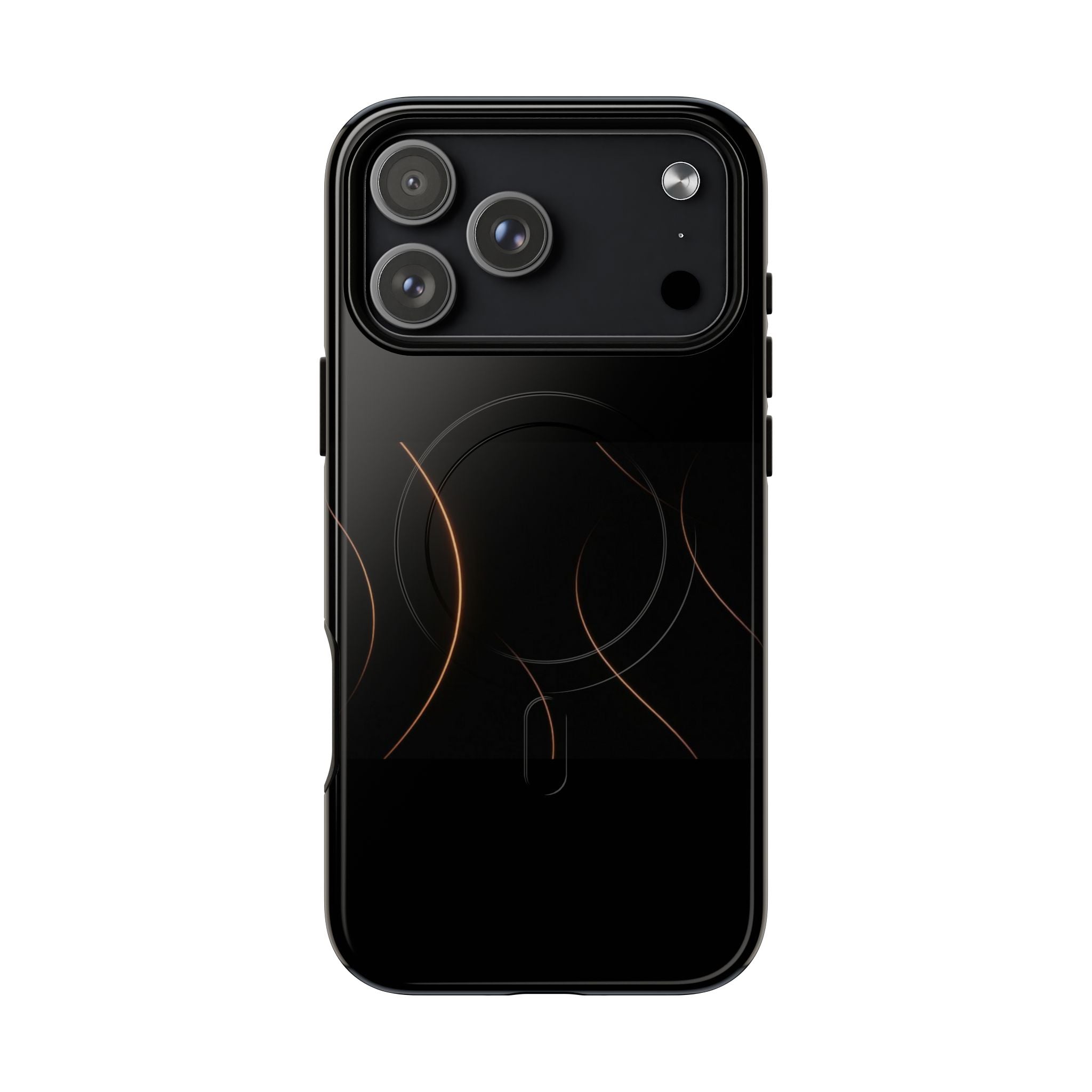 Magnetic Tough Phone Case — Black Minimalist Rings, Shockproof Magnetic Grip