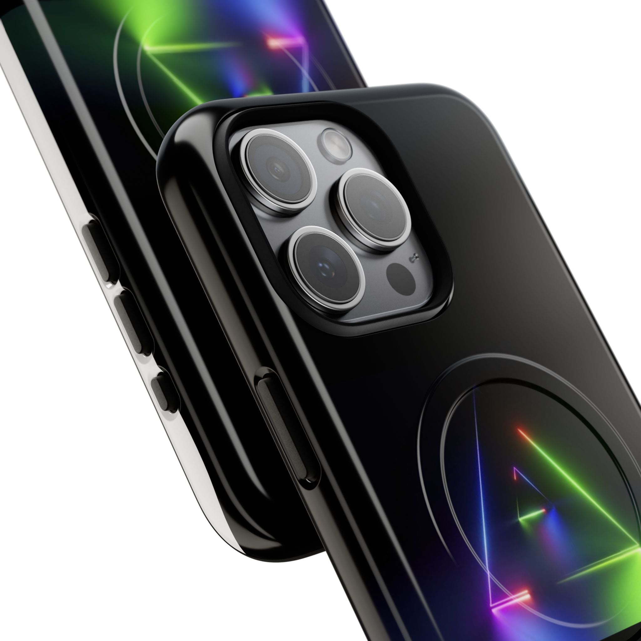 Magnetic Phone Case — Neon Prism Triangle Protective Cover