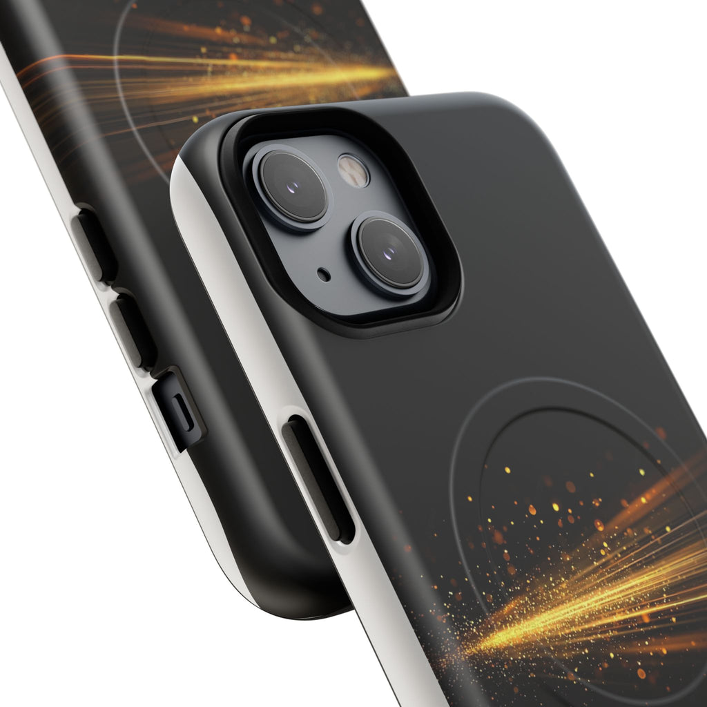 Magnetic Tough Phone Case — Black with Gold Light Trail