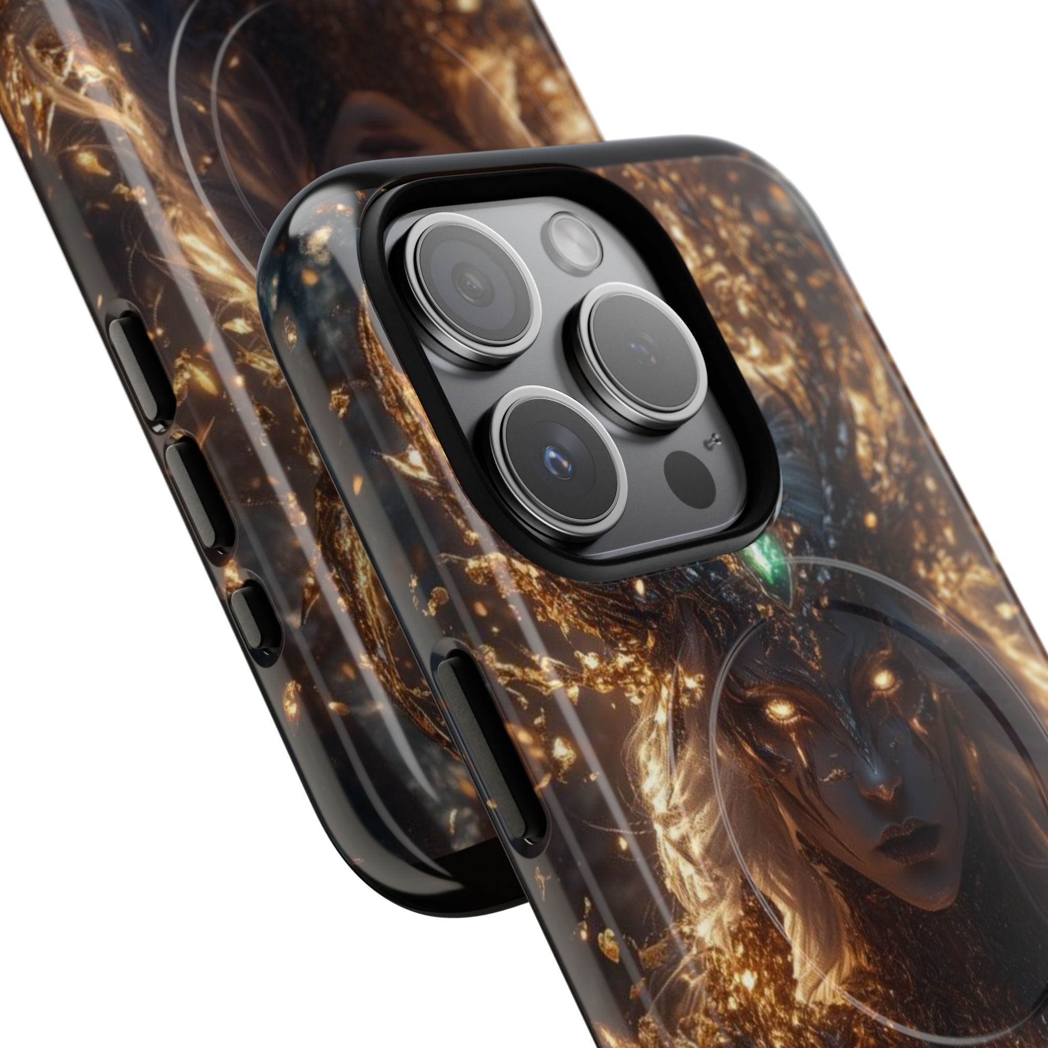 Mystic Goddess Tough Magnetic Phone Case — Fantasy Armor & Glowing Eyes