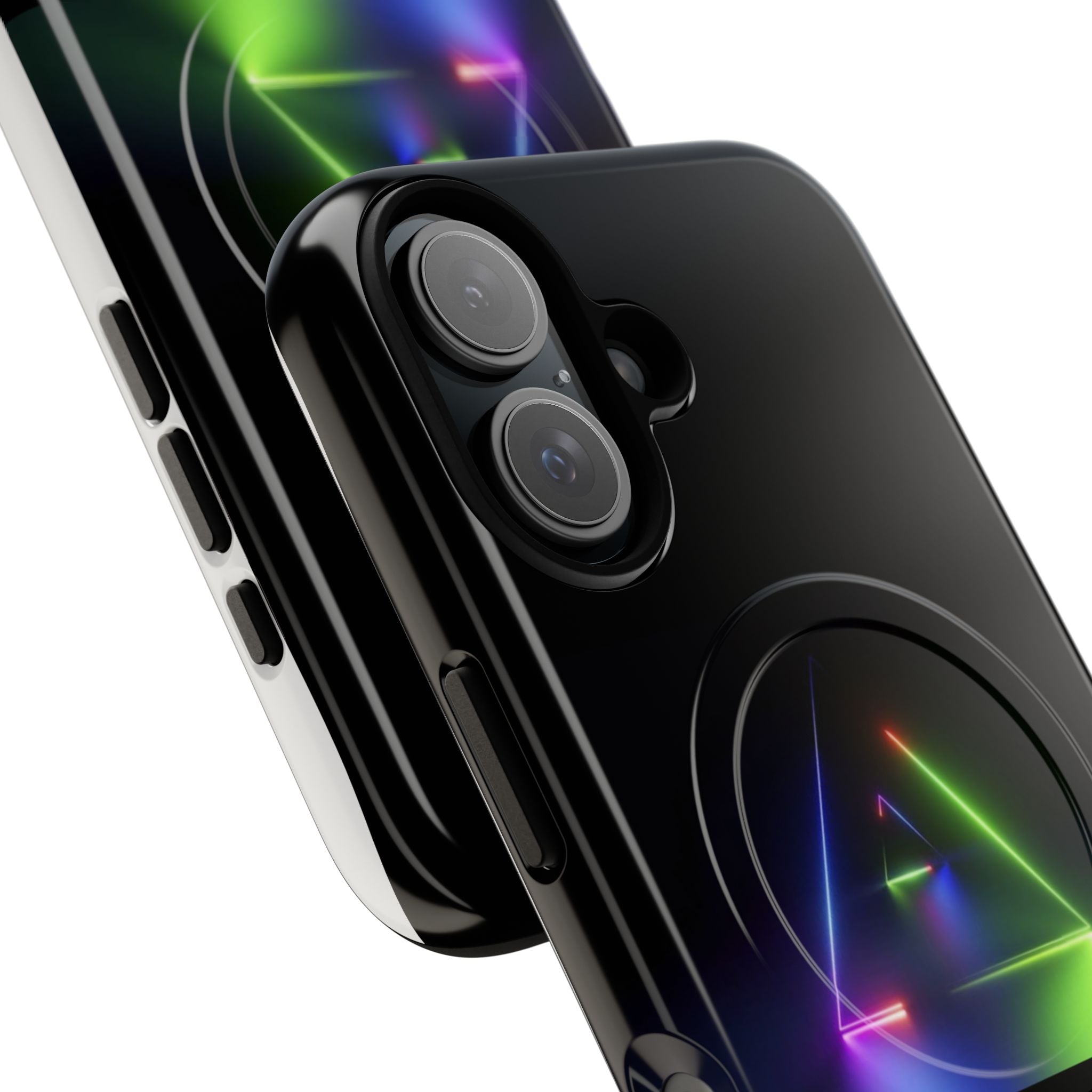 Magnetic Phone Case — Neon Prism Triangle Protective Cover