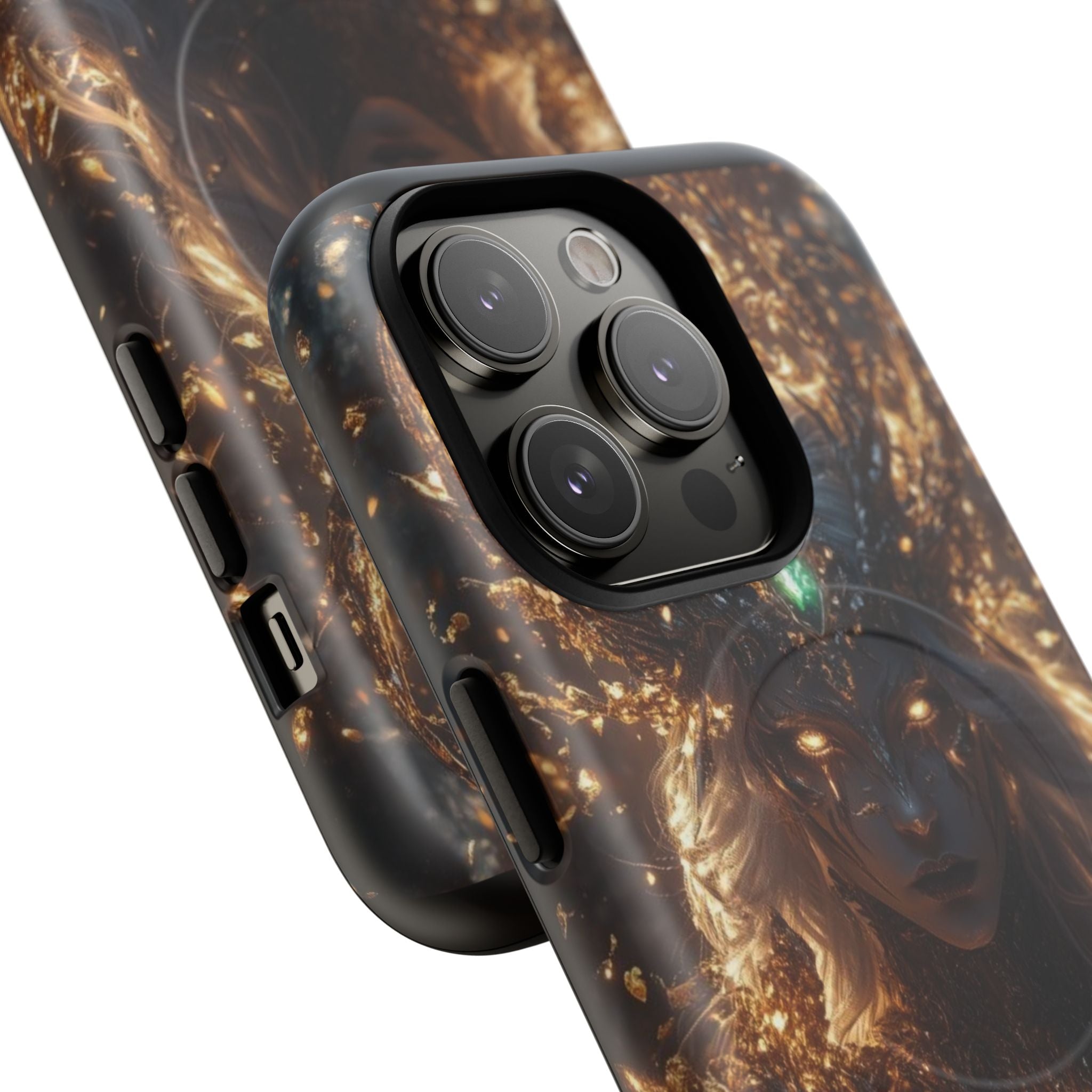 Mystic Goddess Tough Magnetic Phone Case — Fantasy Armor & Glowing Eyes