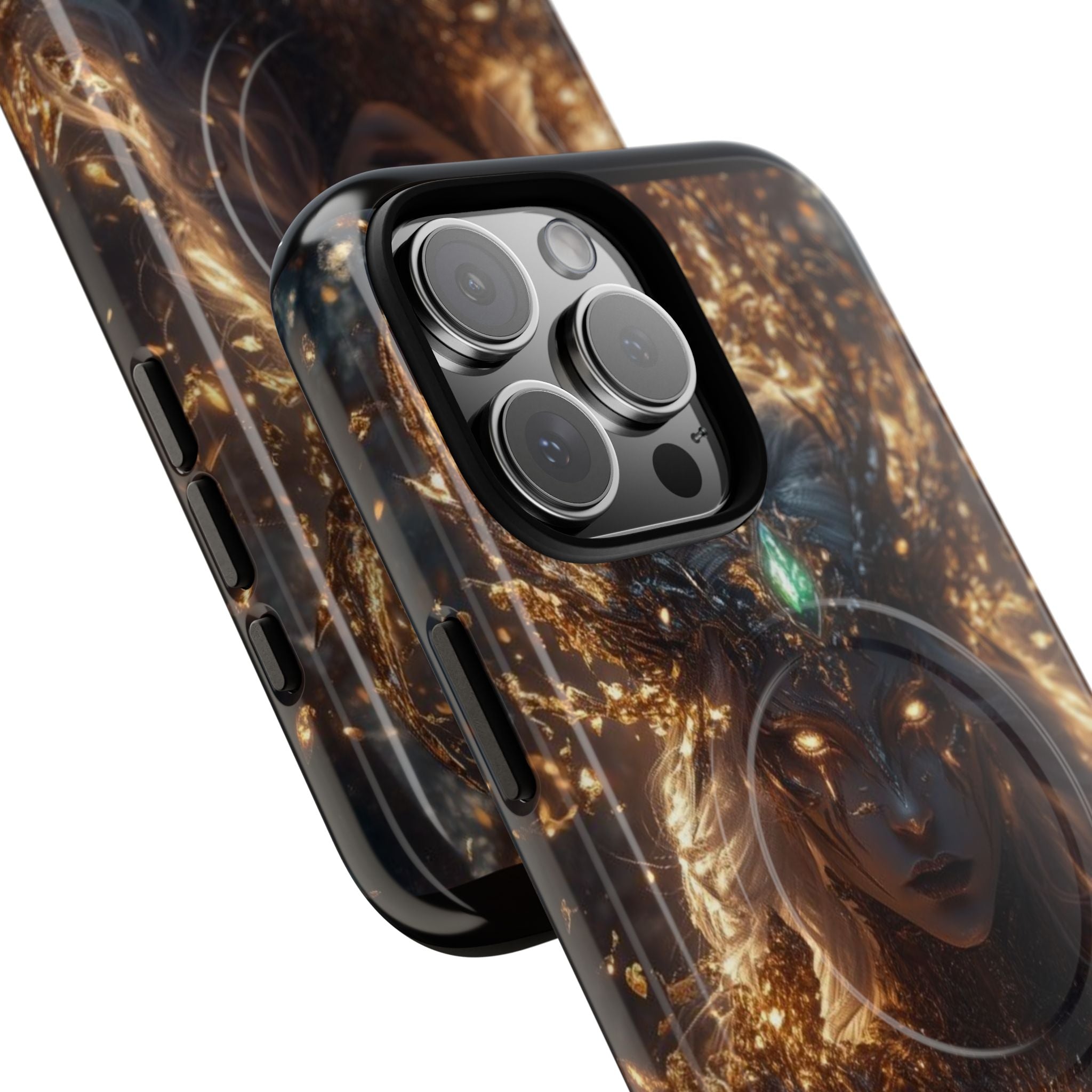 Mystic Goddess Tough Magnetic Phone Case — Fantasy Armor & Glowing Eyes