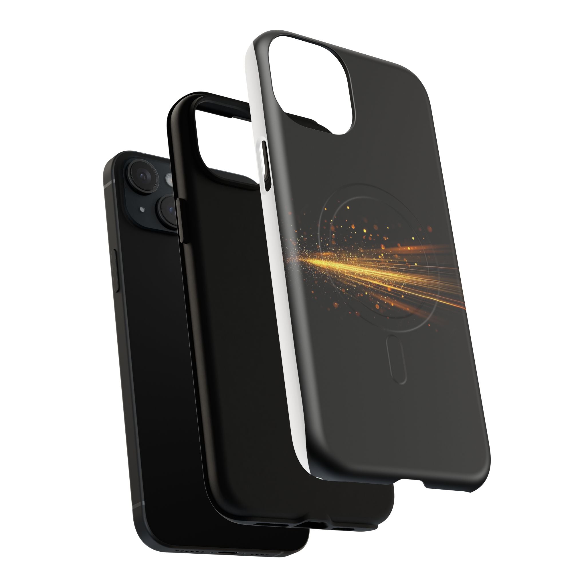 Magnetic Tough Phone Case — Black with Gold Light Trail