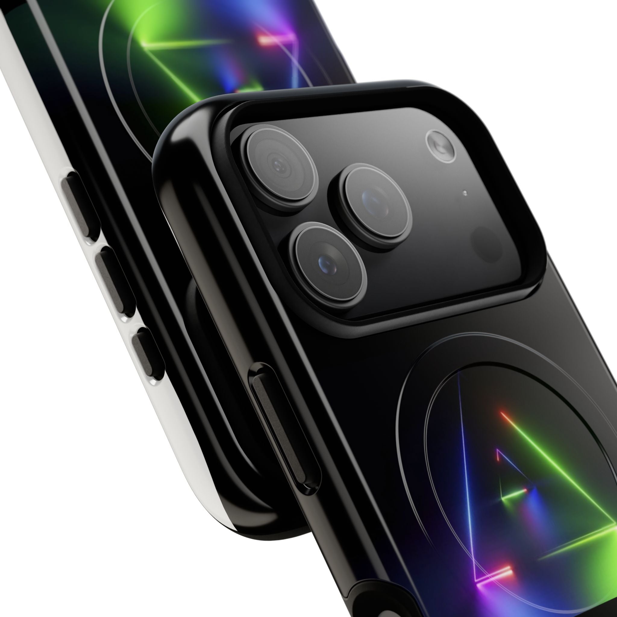 Magnetic Phone Case — Neon Prism Triangle Protective Cover