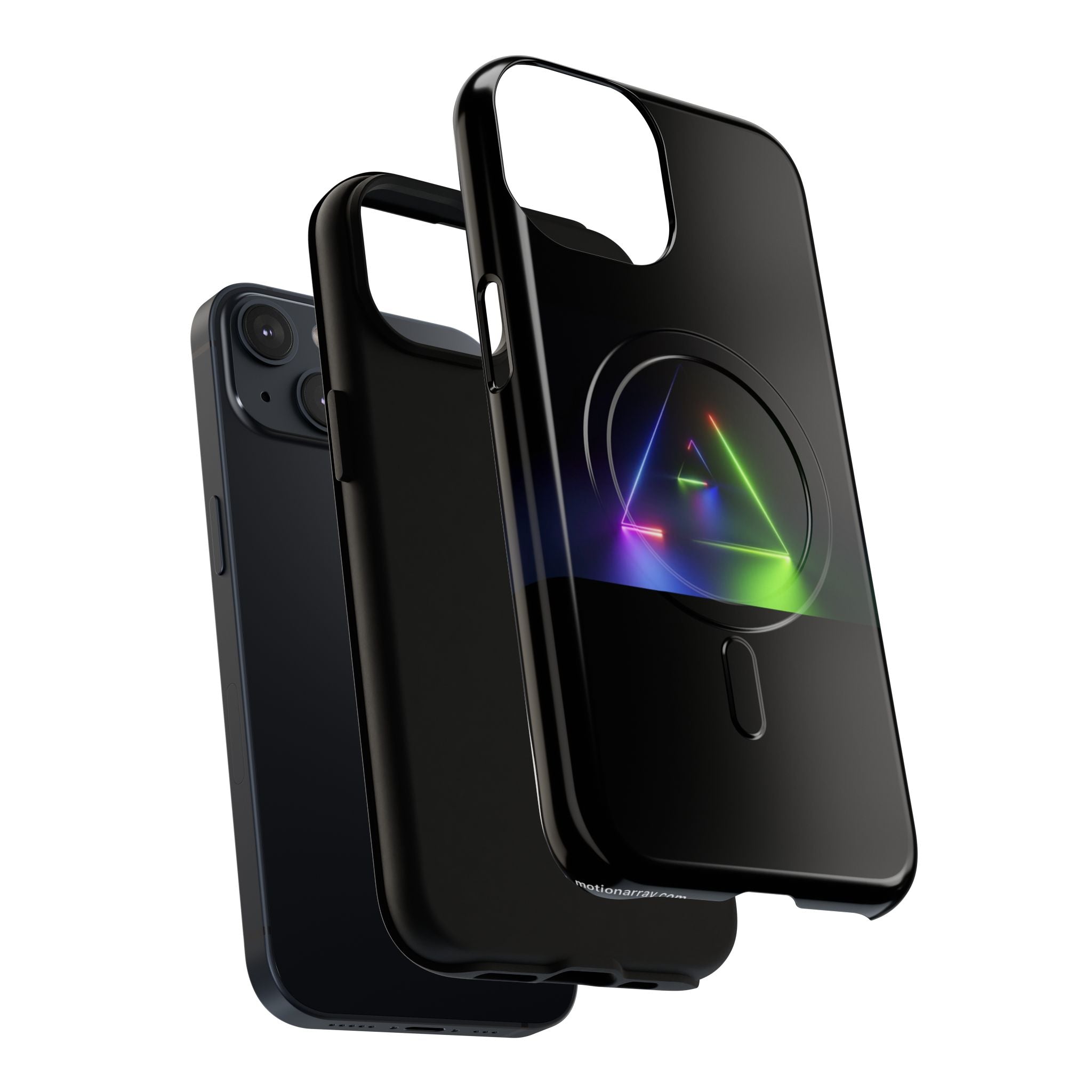 Magnetic Phone Case — Neon Prism Triangle Protective Cover