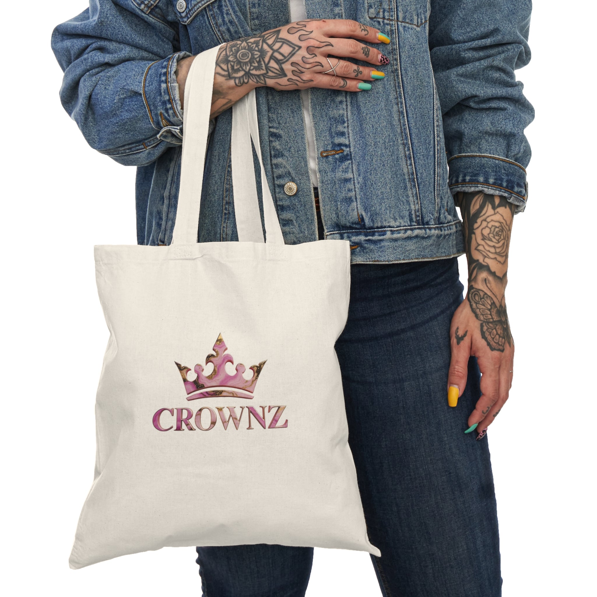 Crownz Pink Crown Natural Tote Bag