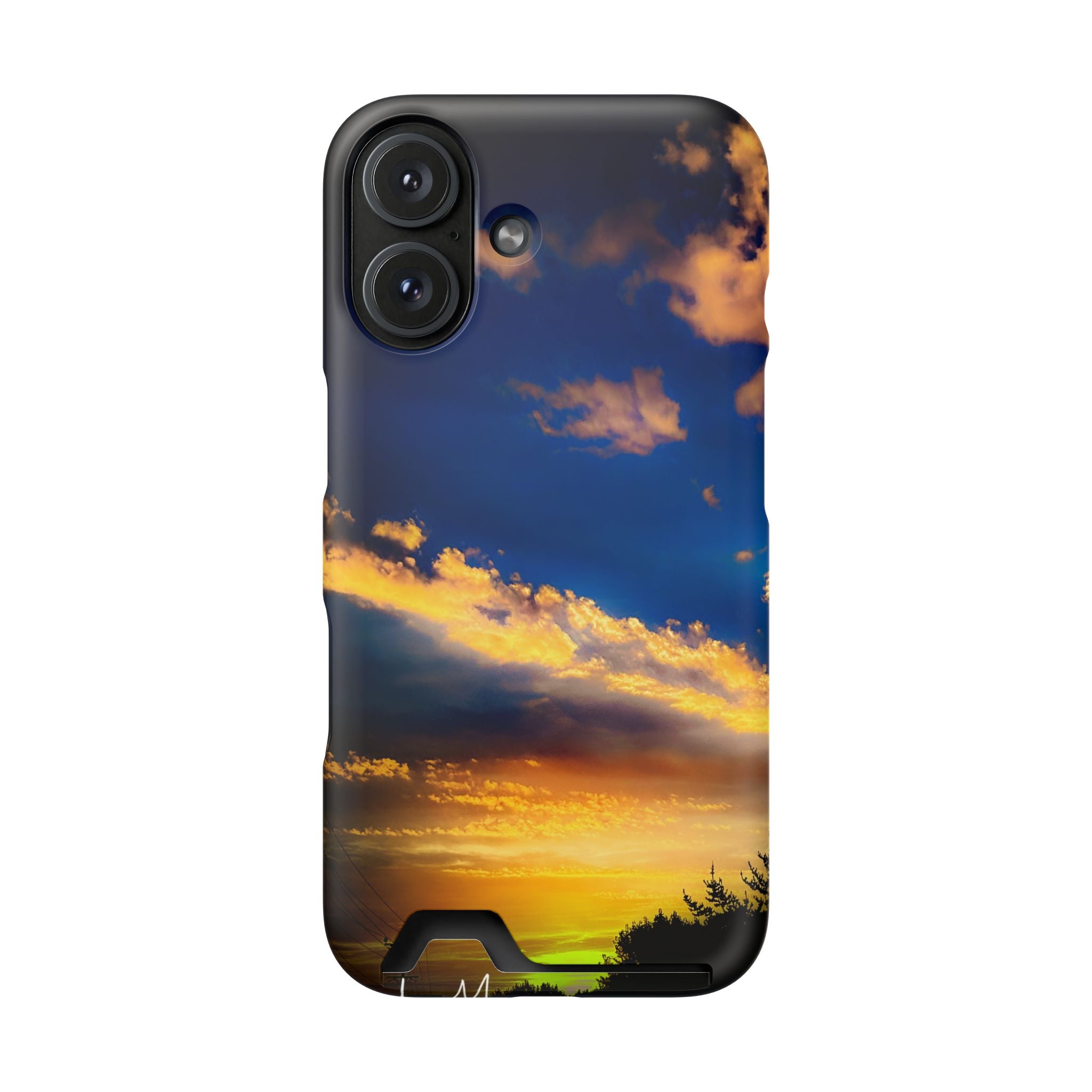 Sunset Sky Phone Case with Card Holder — Scenic Evening Landscape Wallet Case