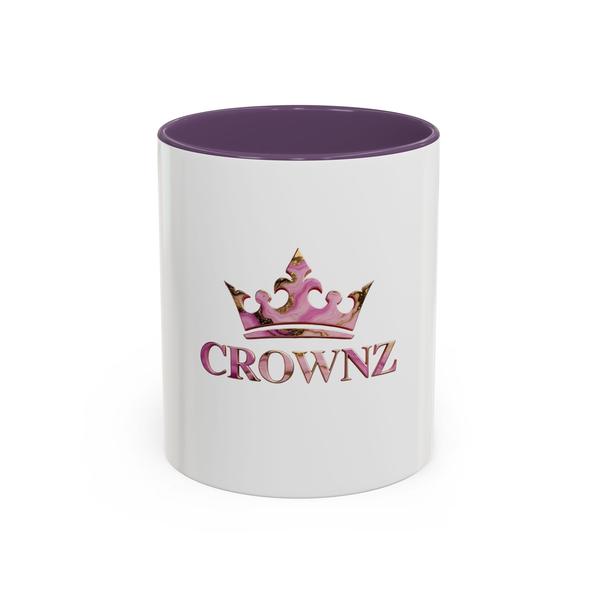 Crownz Pink Marble Accent Coffee Mug – 11/15oz Decorative Crown Tea Cup