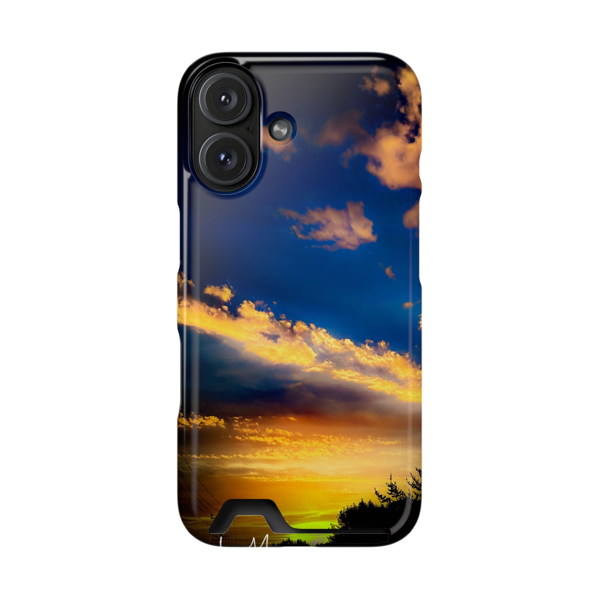 Sunset Sky Phone Case with Card Holder — Scenic Evening Landscape Wallet Case