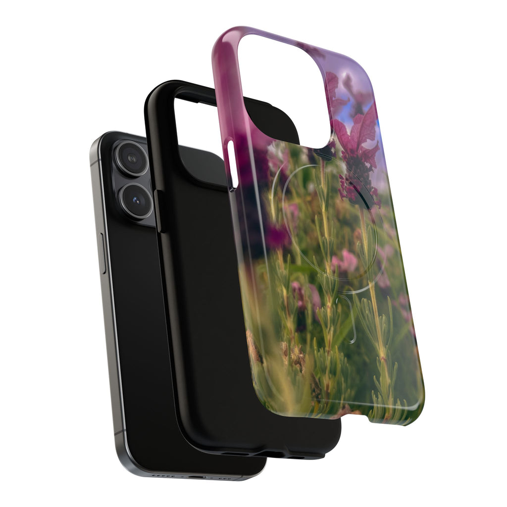 Floral Meadow Tough Magnetic Phone Case — Lavender Wildflower Protective Cover