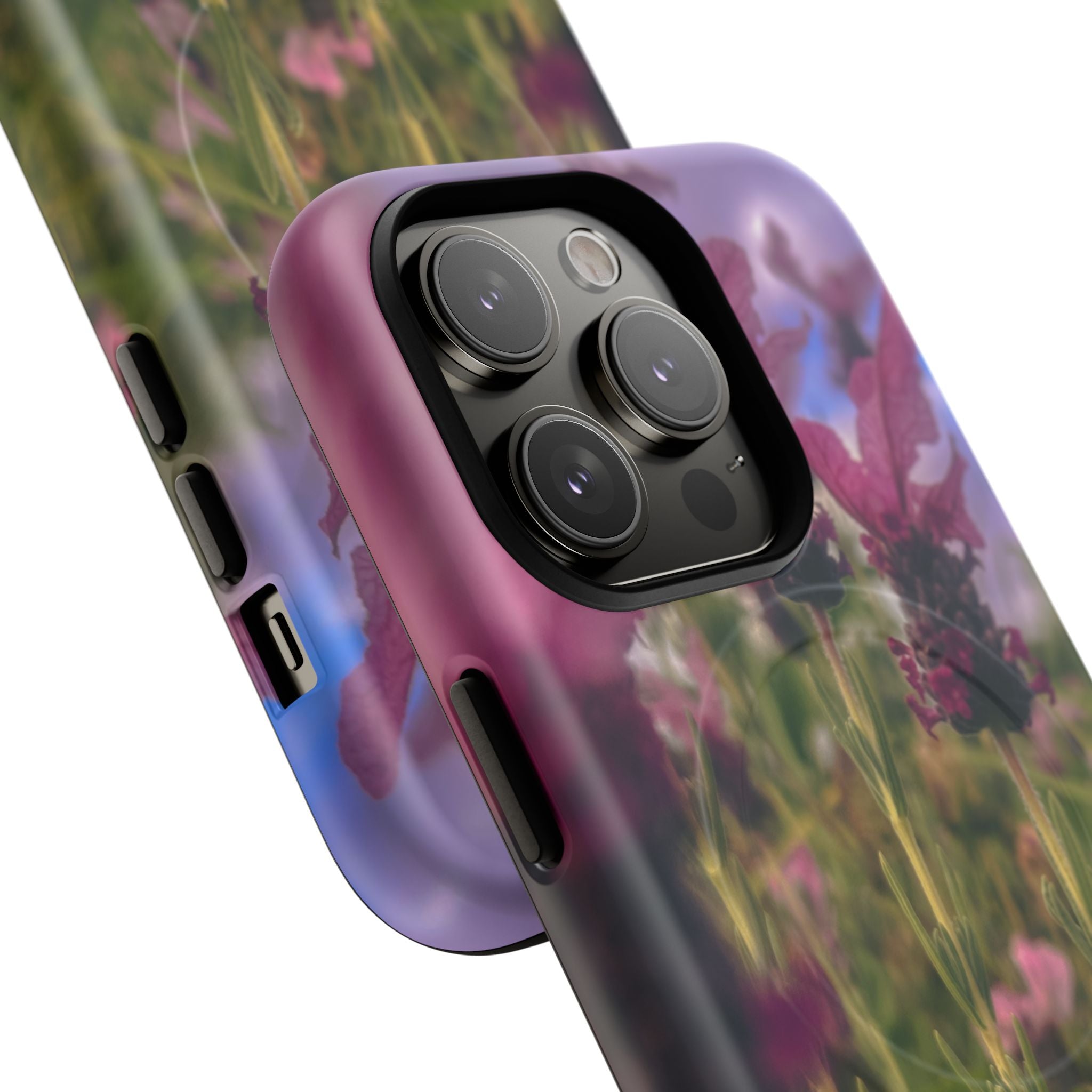 Floral Meadow Tough Magnetic Phone Case — Lavender Wildflower Protective Cover