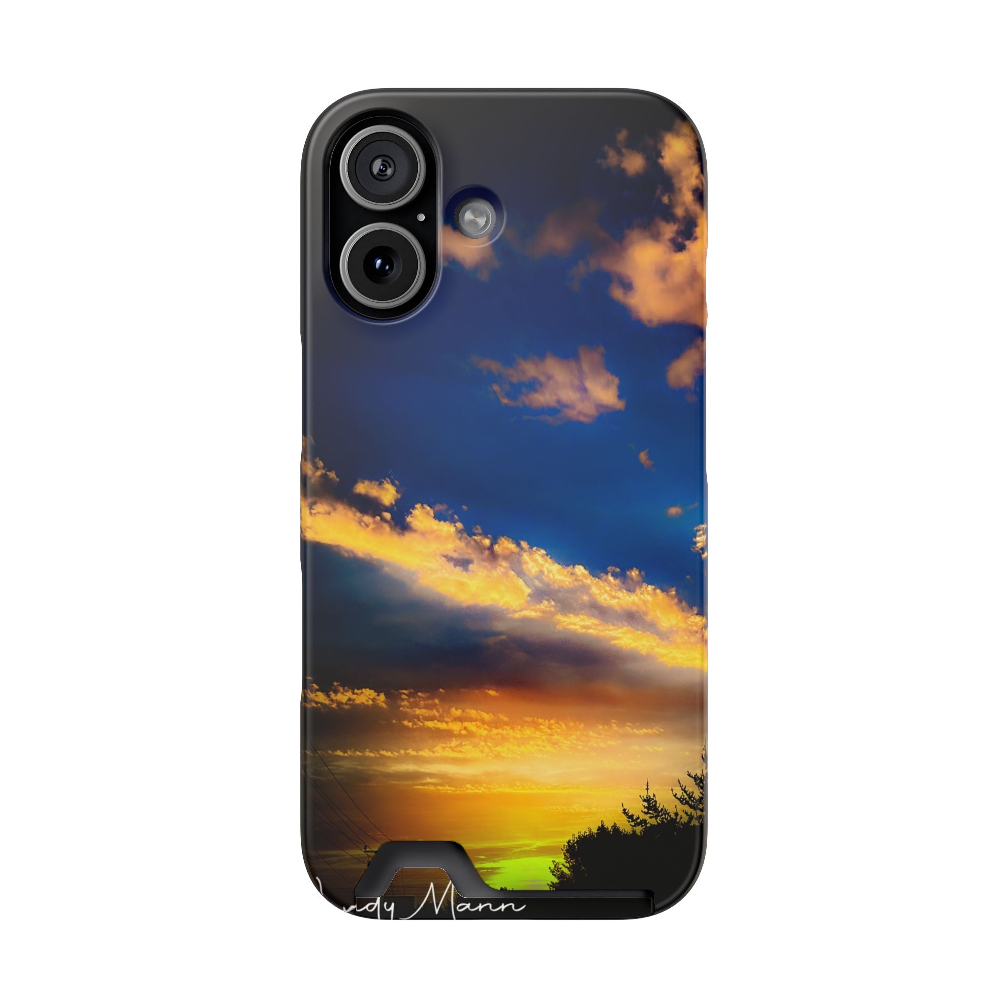 Sunset Sky Phone Case with Card Holder — Scenic Evening Landscape Wallet Case