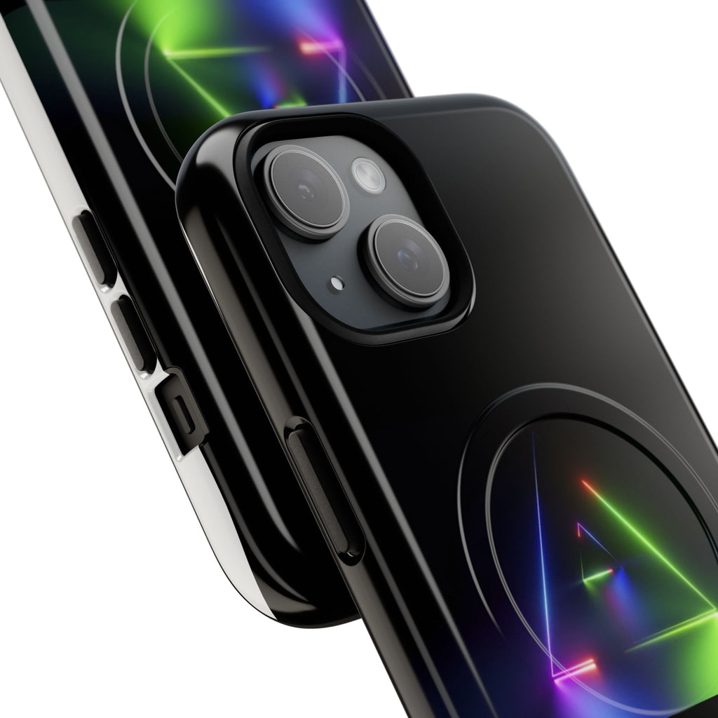 Magnetic Phone Case — Neon Prism Triangle Protective Cover