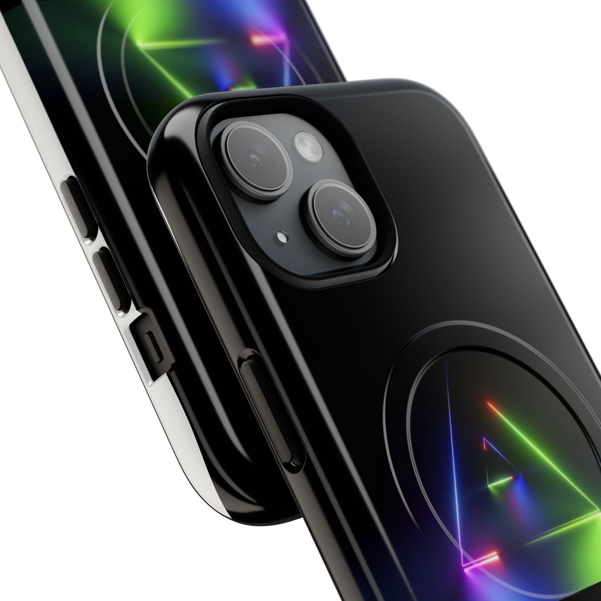 Magnetic Phone Case — Neon Prism Triangle Protective Cover