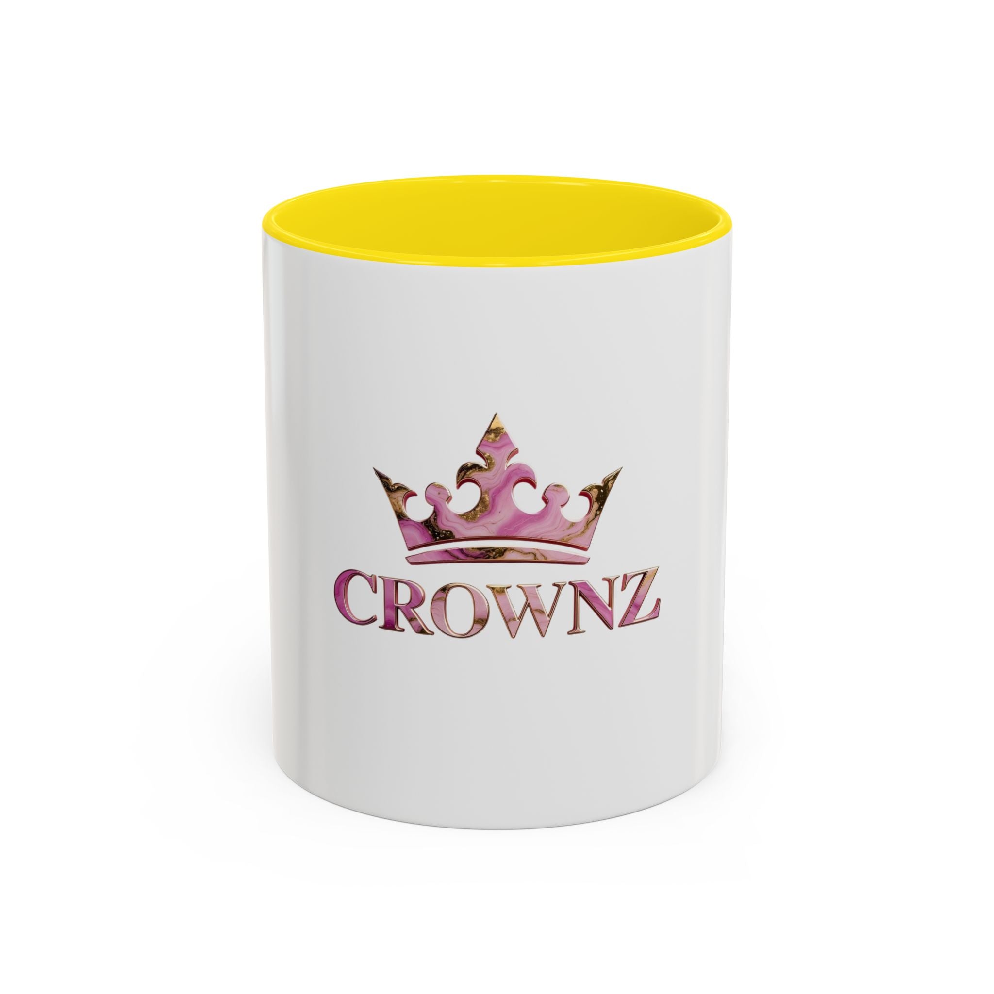 Crownz Pink Marble Accent Coffee Mug – 11/15oz Decorative Crown Tea Cup