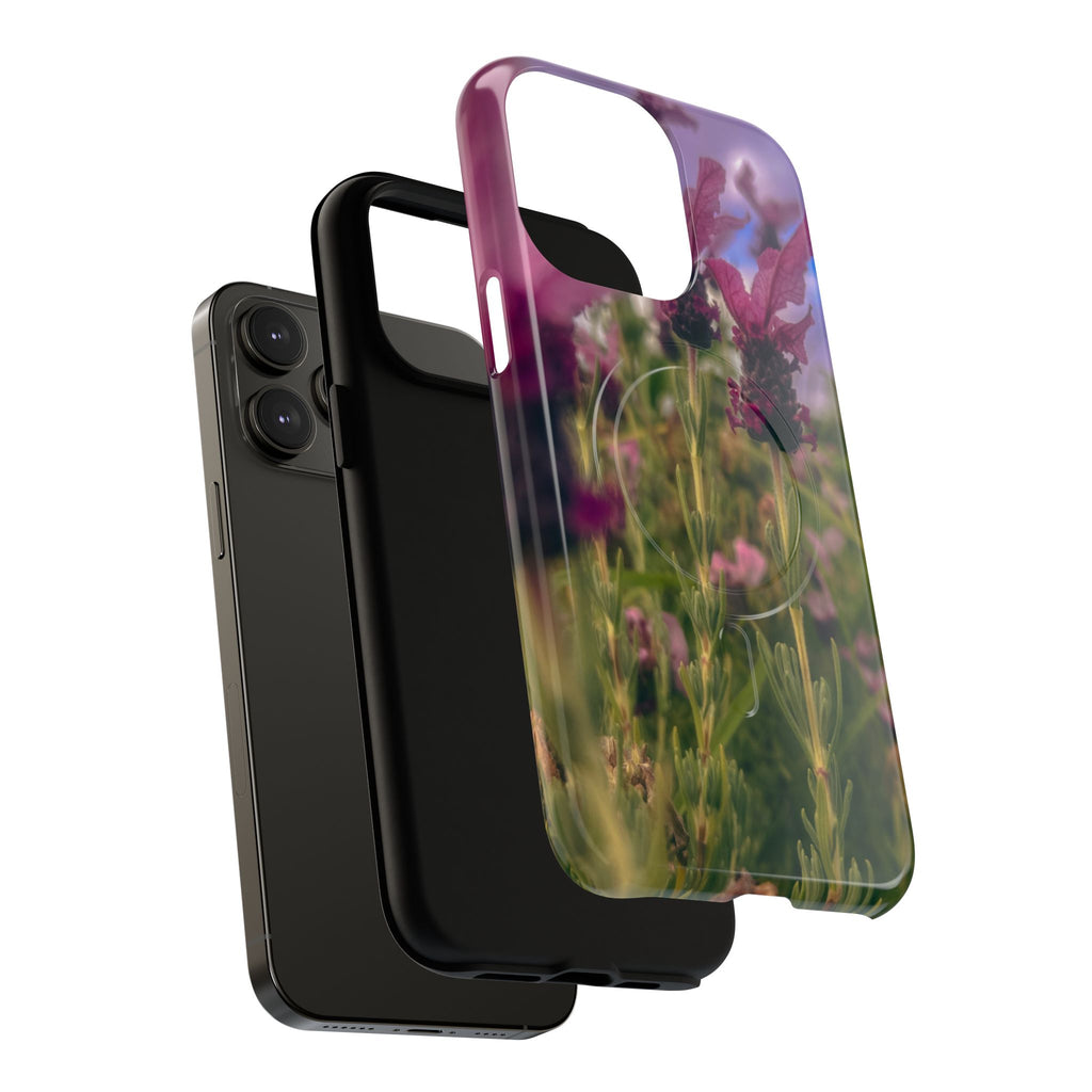 Floral Meadow Tough Magnetic Phone Case — Lavender Wildflower Protective Cover
