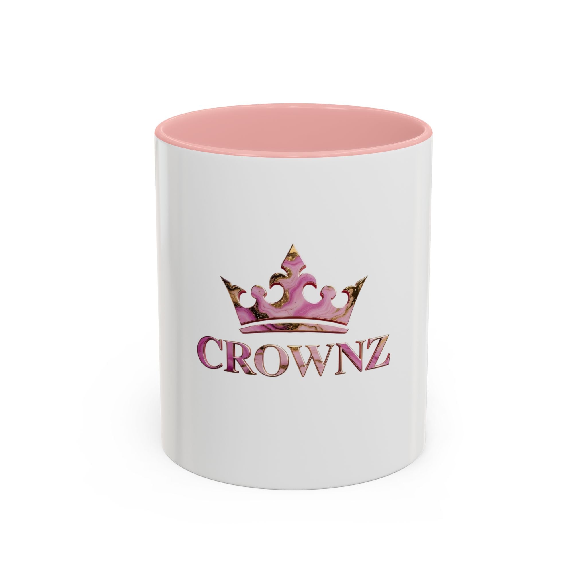 Crownz Pink Marble Accent Coffee Mug – 11/15oz Decorative Crown Tea Cup