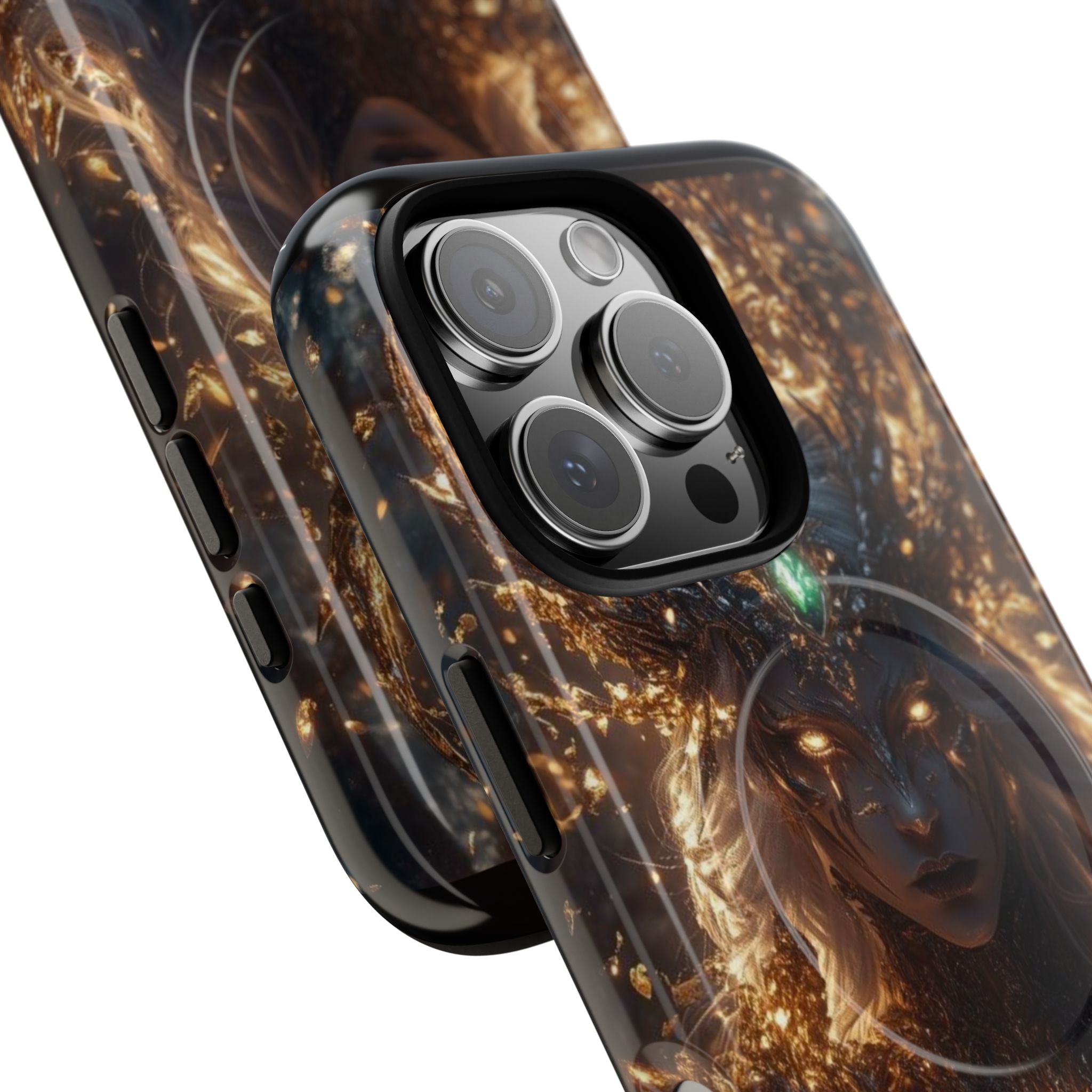 Mystic Goddess Tough Magnetic Phone Case — Fantasy Armor & Glowing Eyes