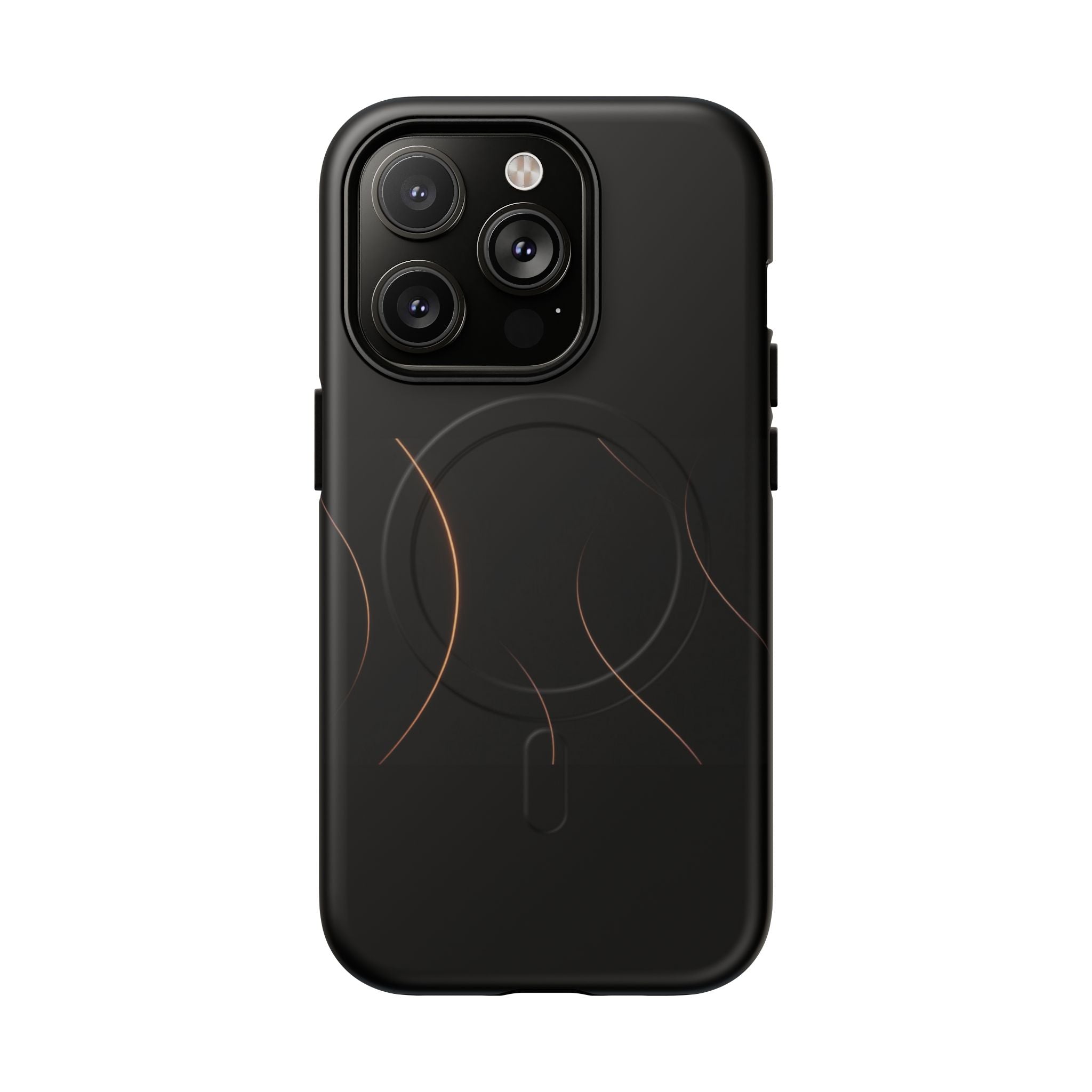 Magnetic Tough Phone Case — Black Minimalist Rings, Shockproof Magnetic Grip