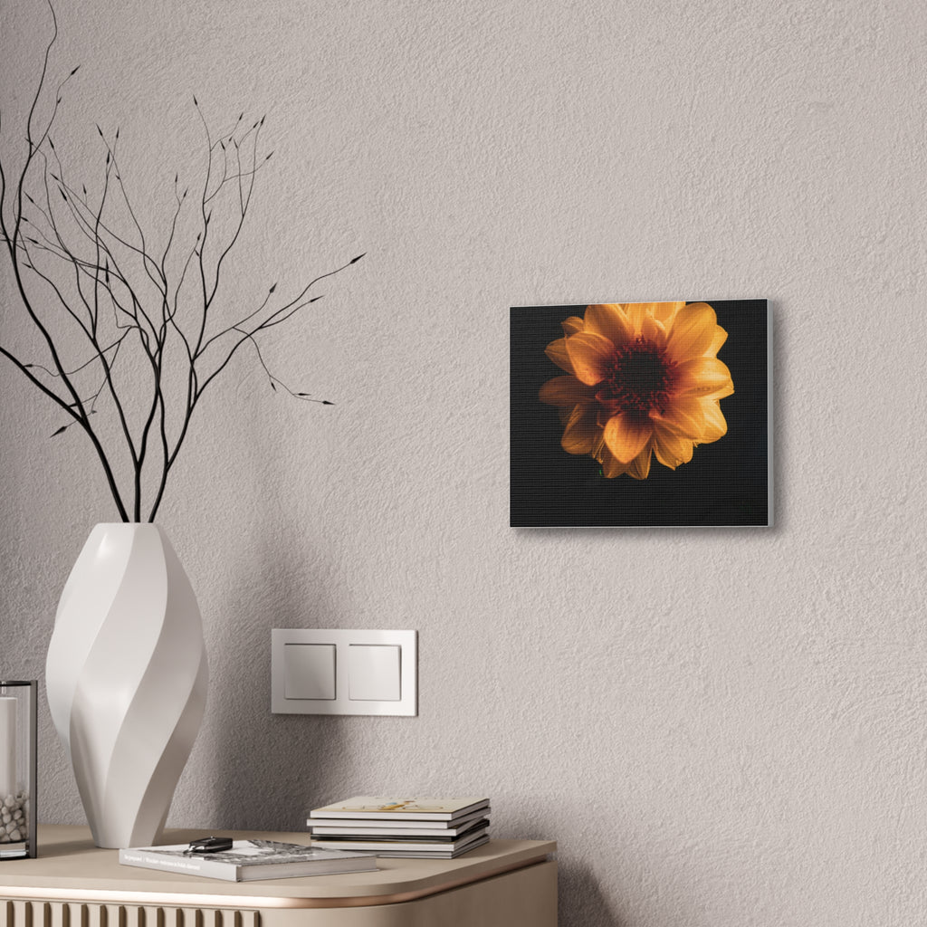 Golden Sunflower Canvas Print — Dramatic Dark Floral Wall Art
