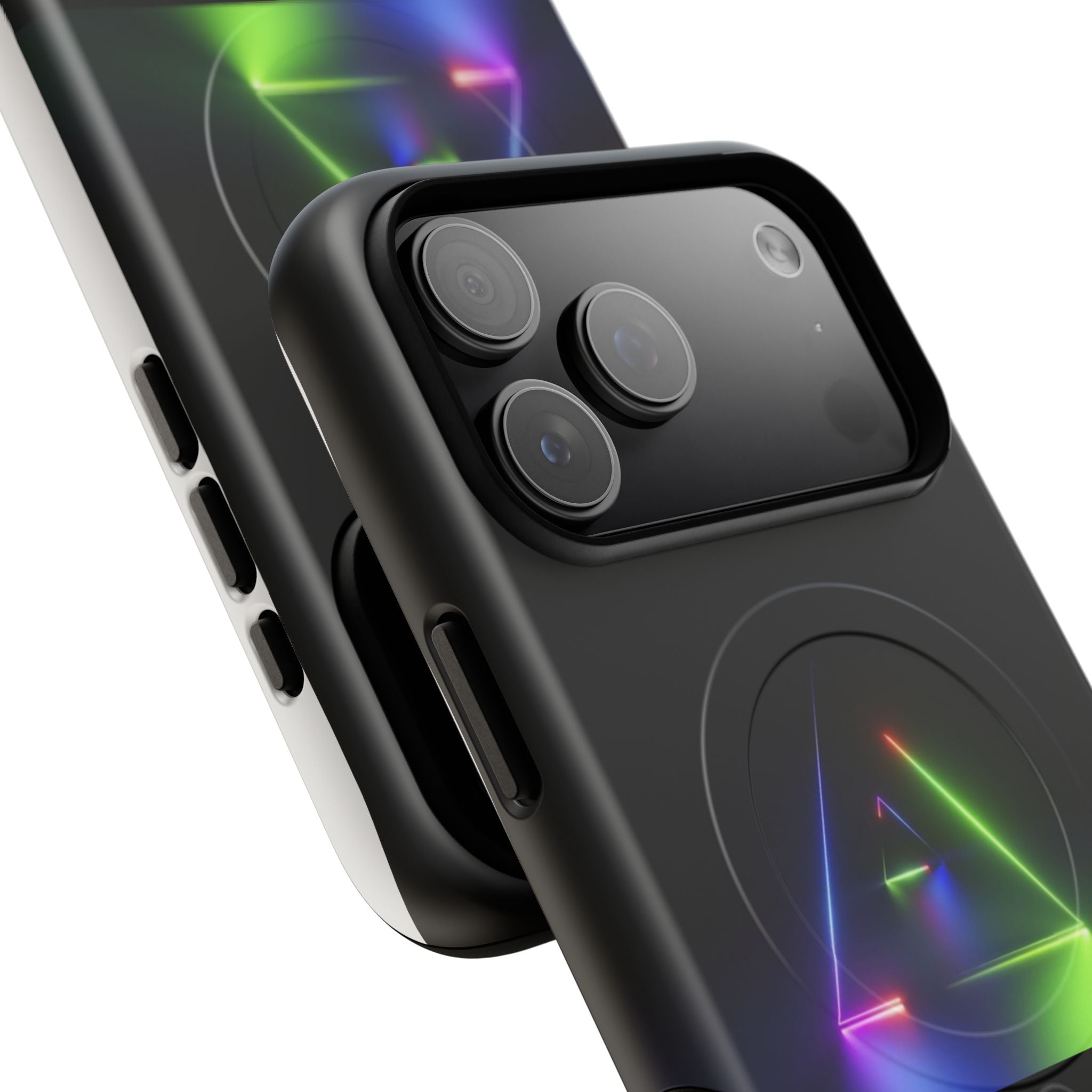 Magnetic Phone Case — Neon Prism Triangle Protective Cover