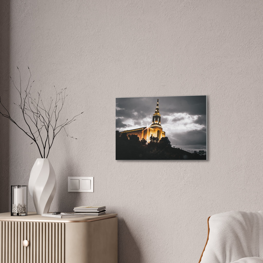 Illuminated Temple Nightscape Canvas