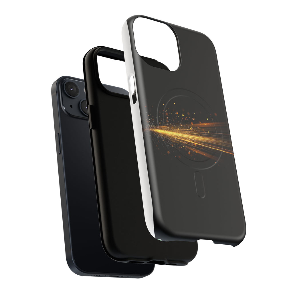 Magnetic Tough Phone Case — Black with Gold Light Trail