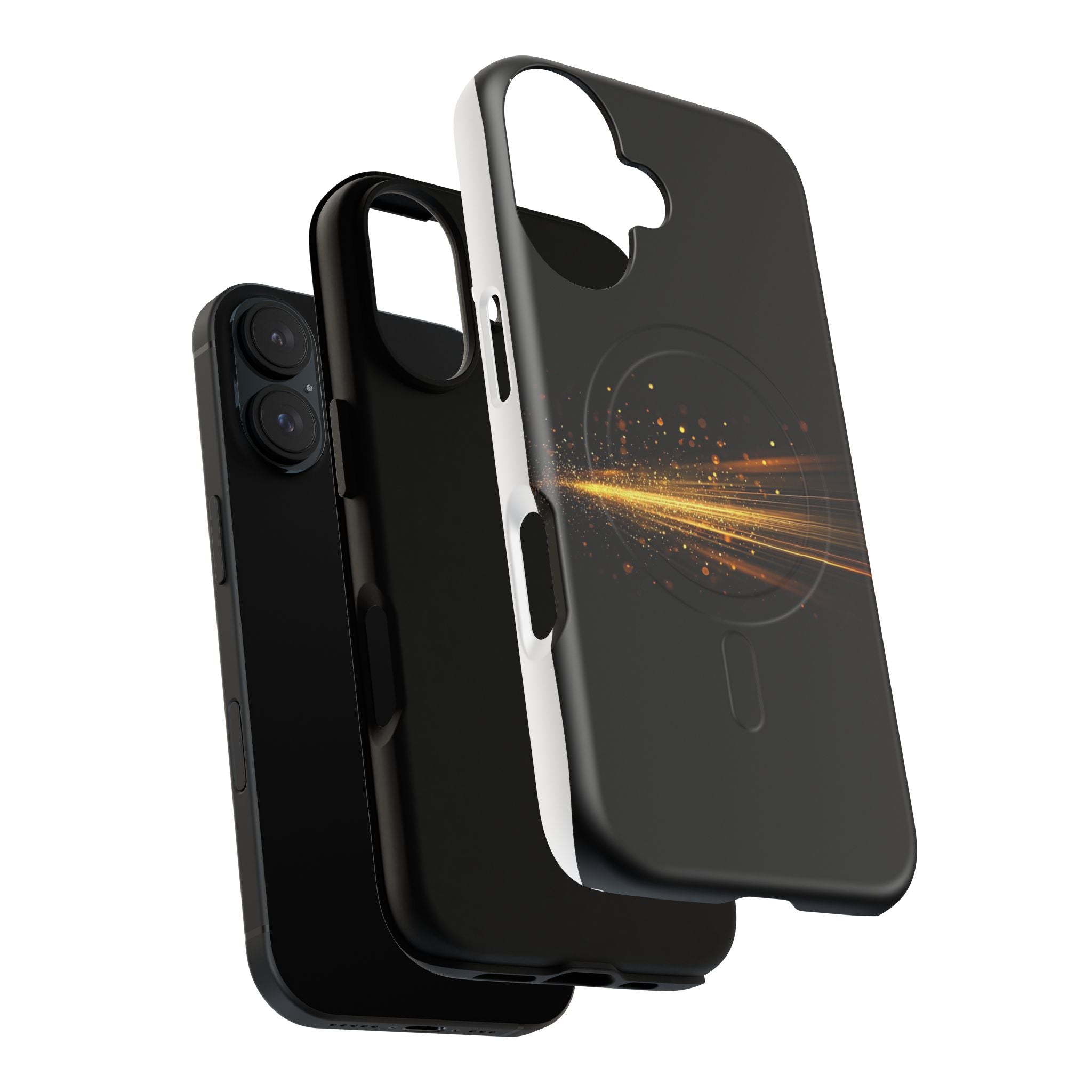 Magnetic Tough Phone Case — Black with Gold Light Trail