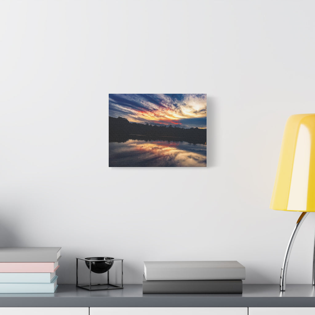 Sunset Lake Reflection Matte Canvas Wall Art — Stretched 1.25"