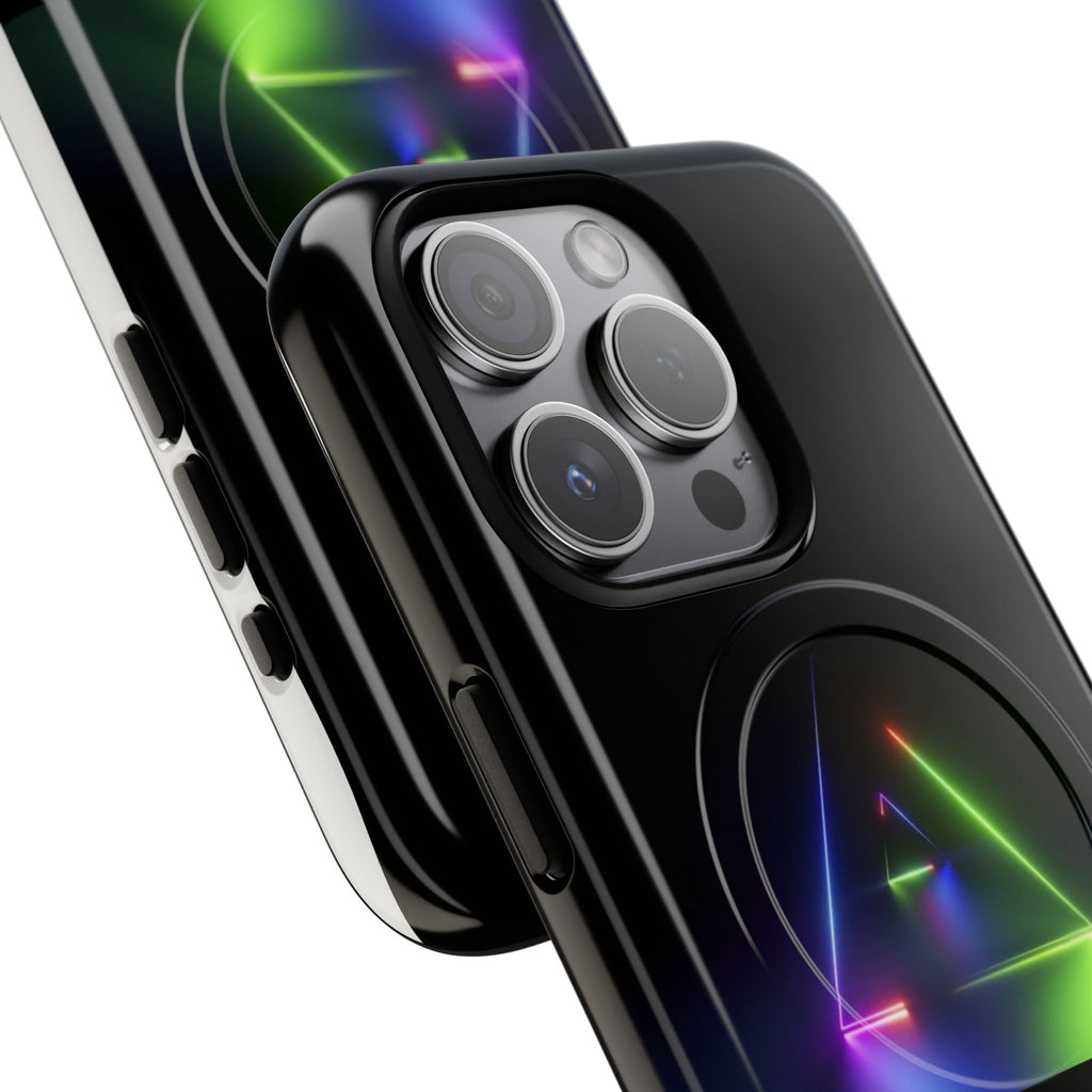 Magnetic Phone Case — Neon Prism Triangle Protective Cover