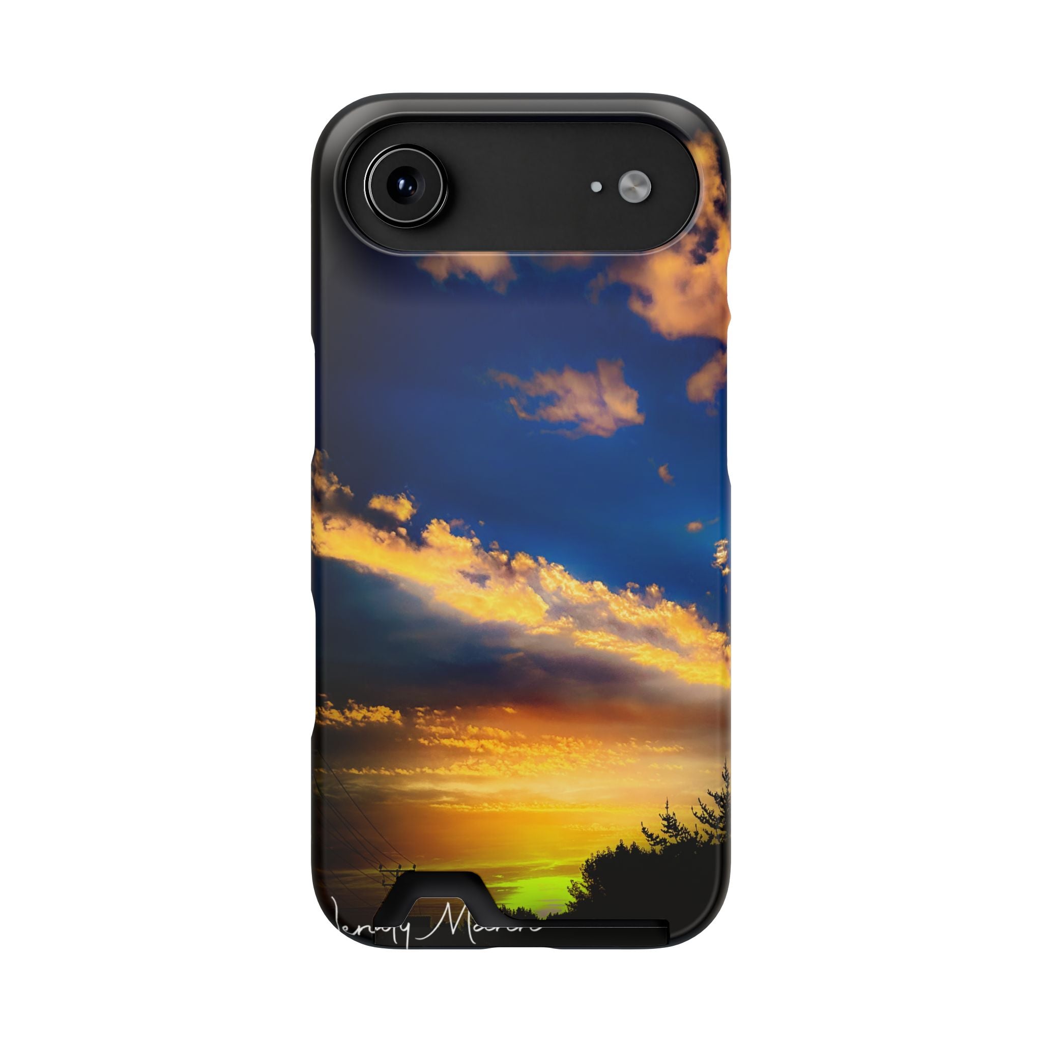Sunset Sky Phone Case with Card Holder — Scenic Evening Landscape Wallet Case
