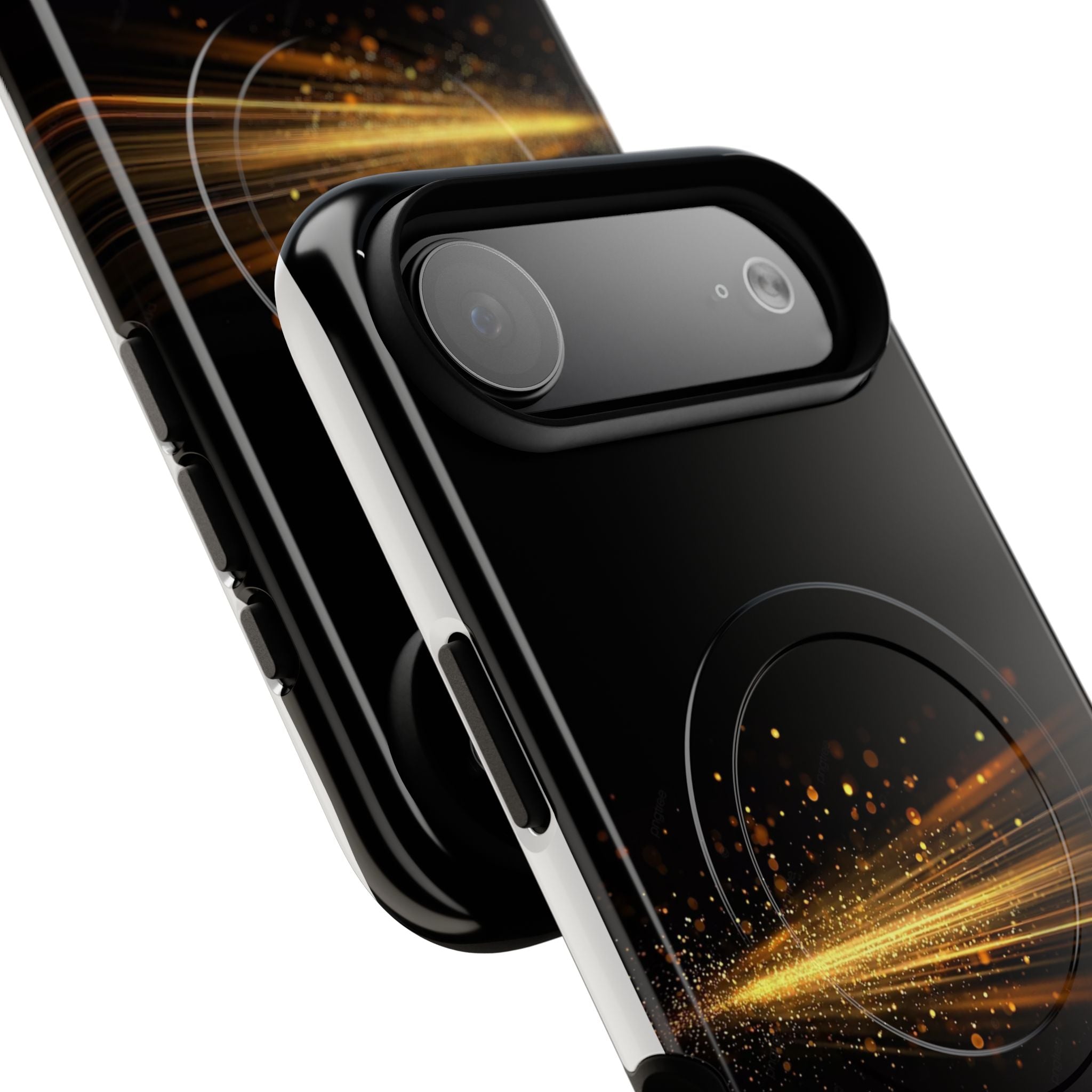 Magnetic Tough Phone Case — Black with Gold Light Trail