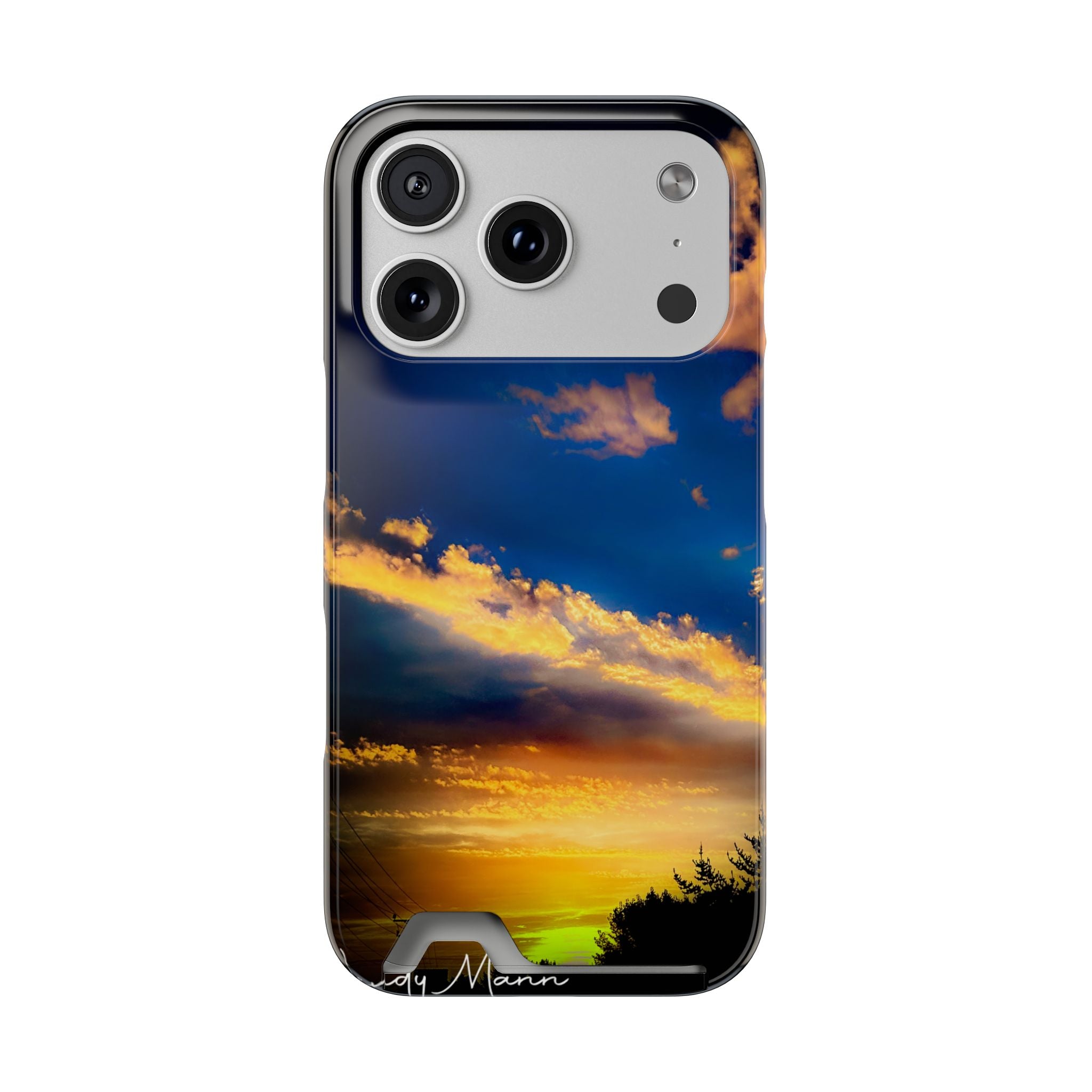 Sunset Sky Phone Case with Card Holder — Scenic Evening Landscape Wallet Case