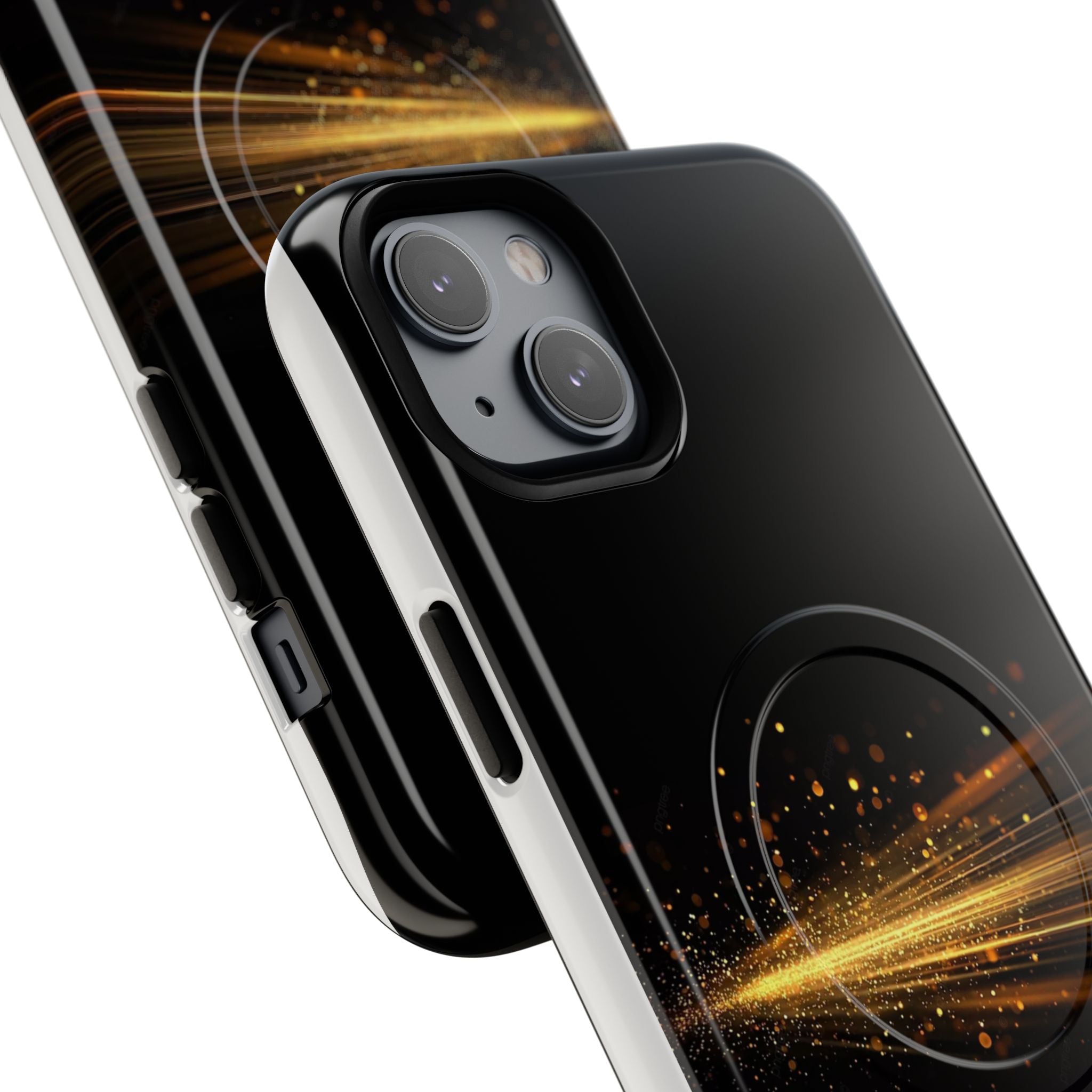Magnetic Tough Phone Case — Black with Gold Light Trail