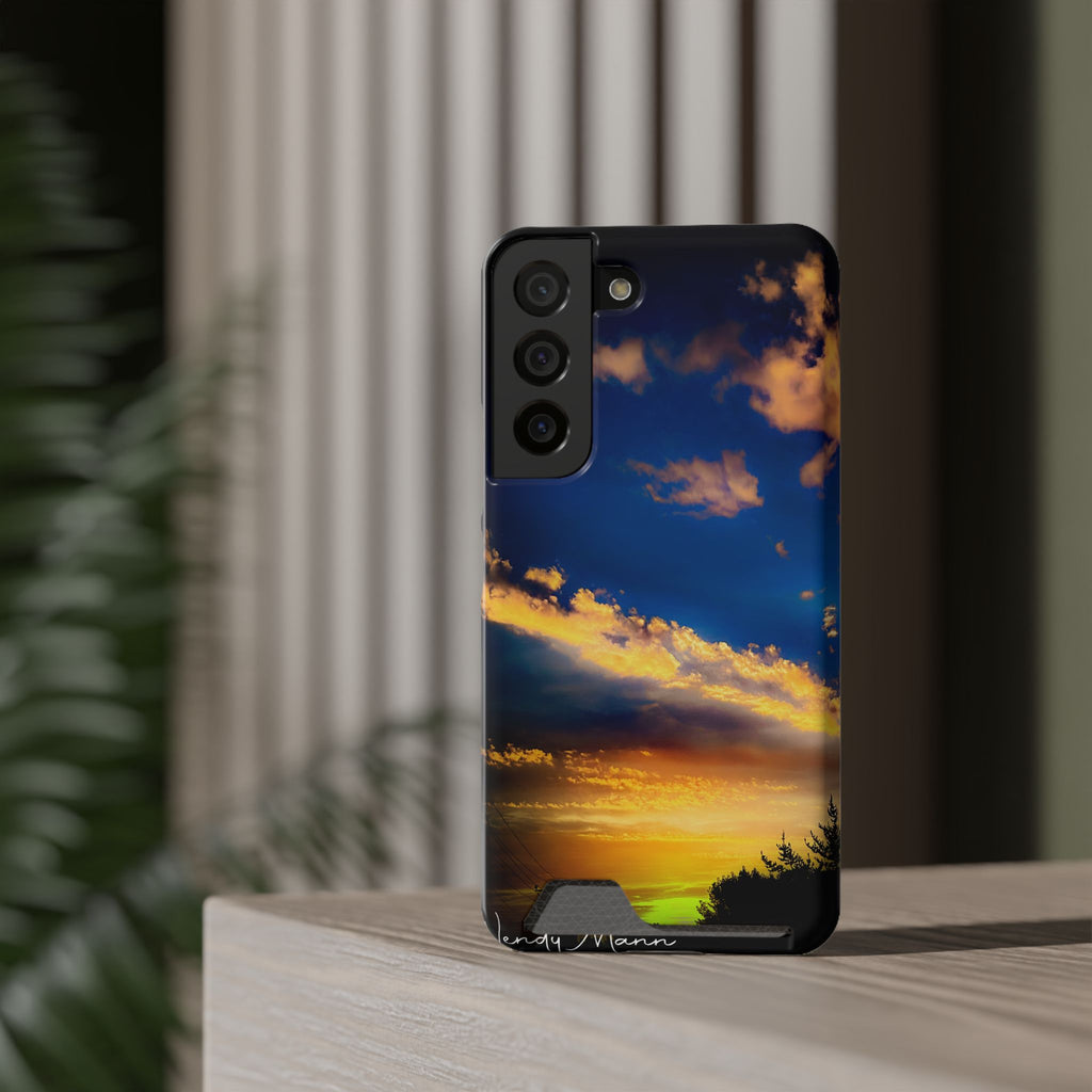 Sunset Sky Phone Case with Card Holder — Scenic Evening Landscape Wallet Case