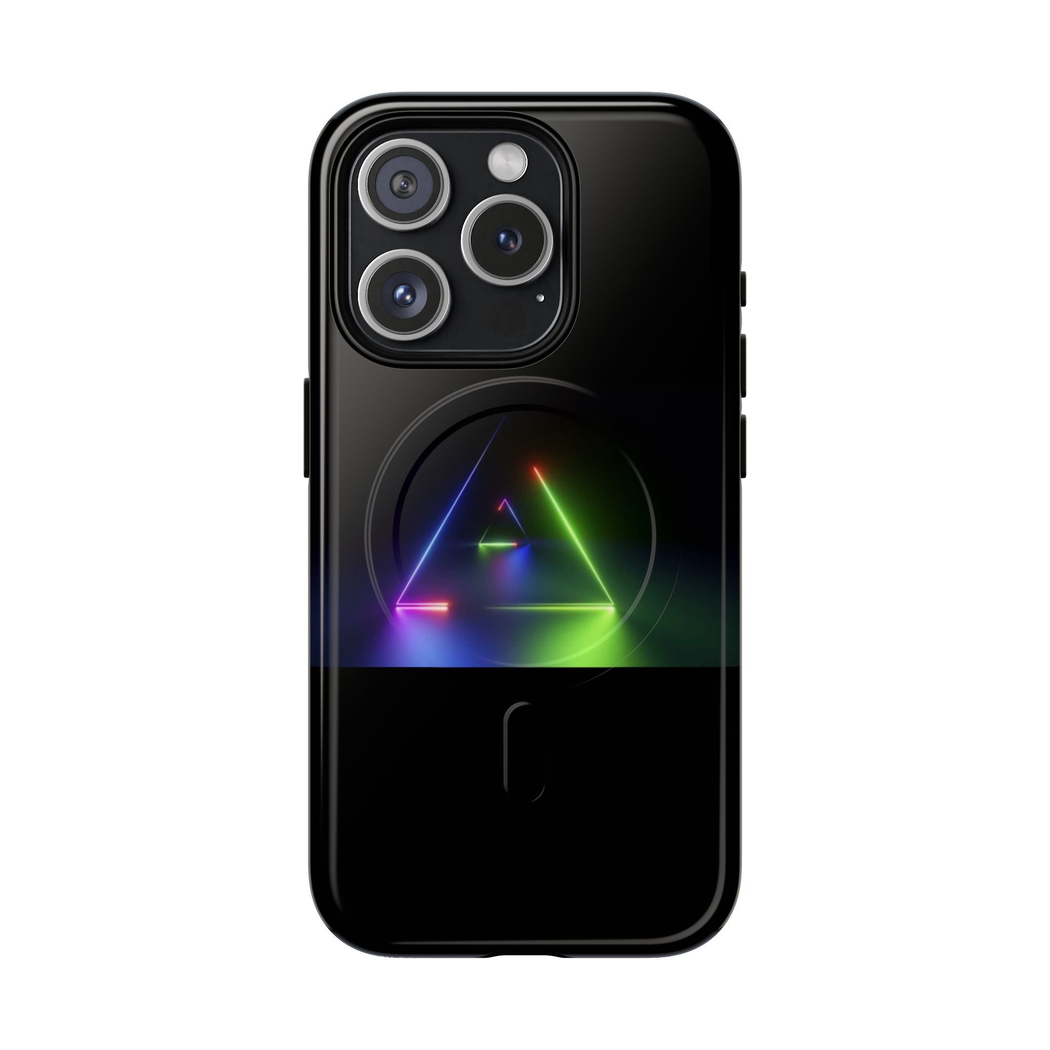 Magnetic Phone Case — Neon Prism Triangle Protective Cover