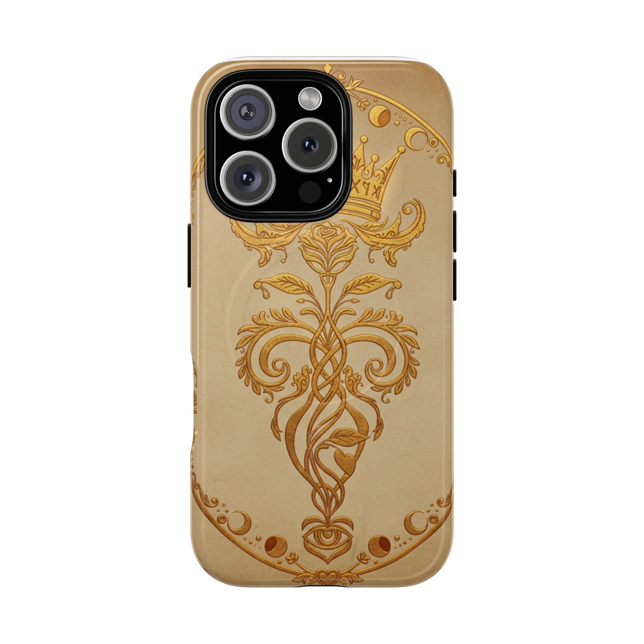 Gold Floral Crest Tough Phone Case — Protective Magnetic iPhone Cover