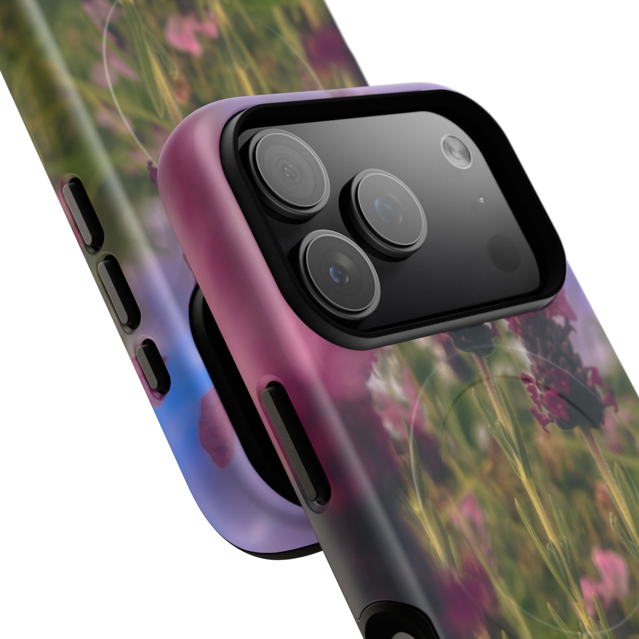 Floral Meadow Tough Magnetic Phone Case — Lavender Wildflower Protective Cover