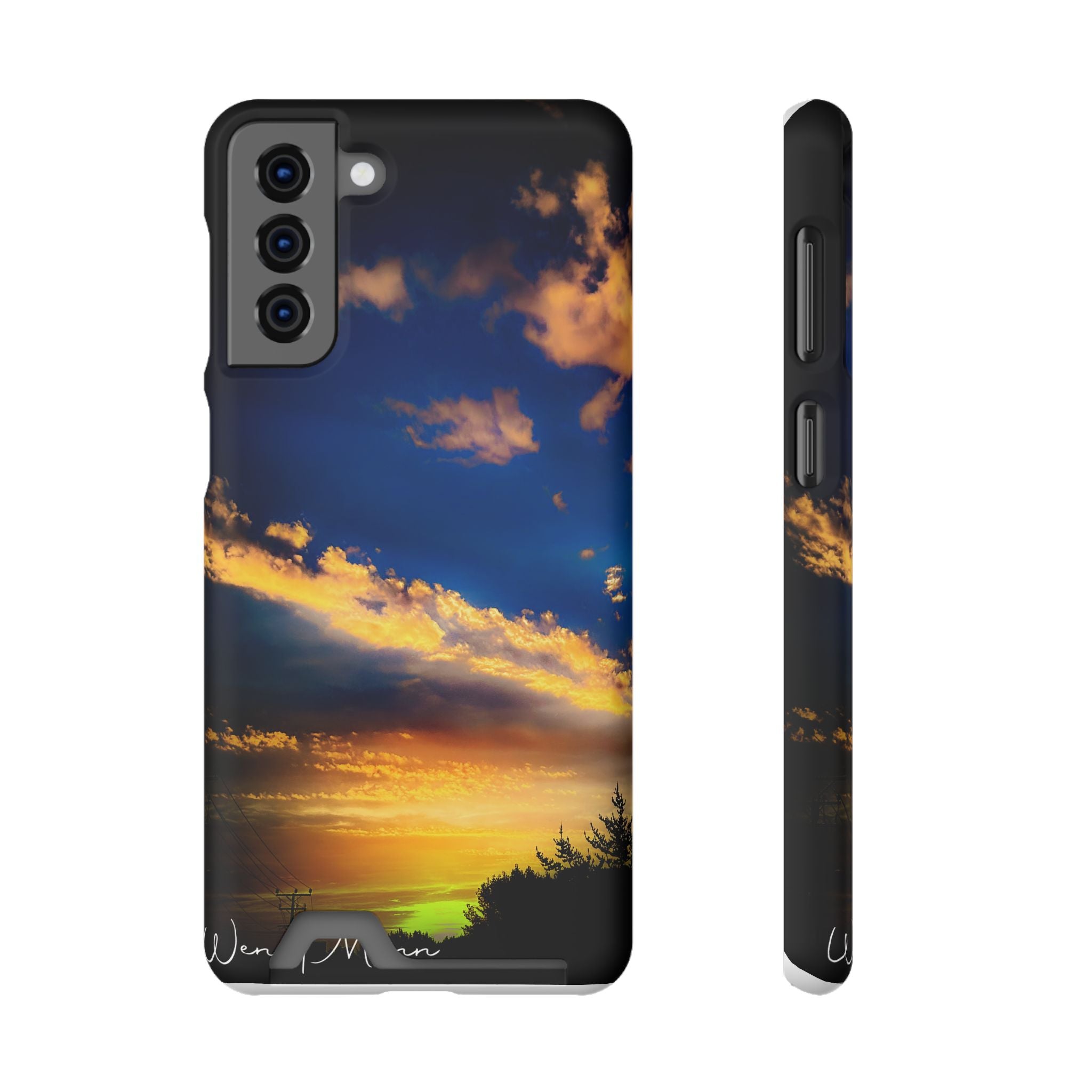 Sunset Sky Phone Case with Card Holder — Scenic Evening Landscape Wallet Case
