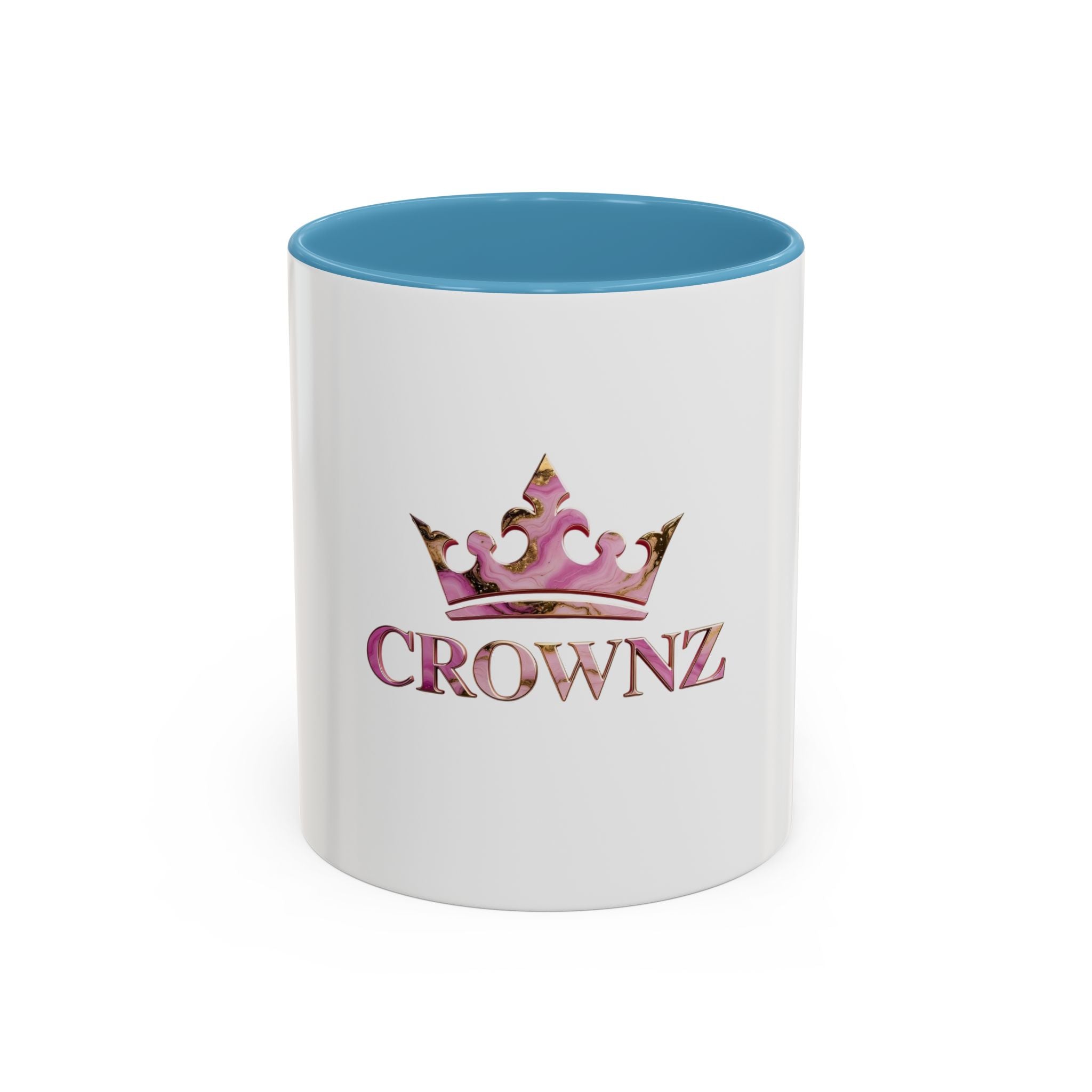 Crownz Pink Marble Accent Coffee Mug – 11/15oz Decorative Crown Tea Cup