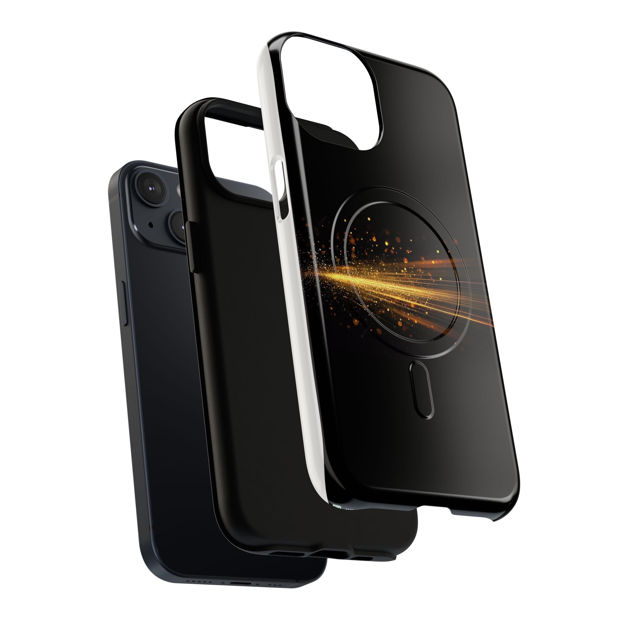 Magnetic Tough Phone Case — Black with Gold Light Trail