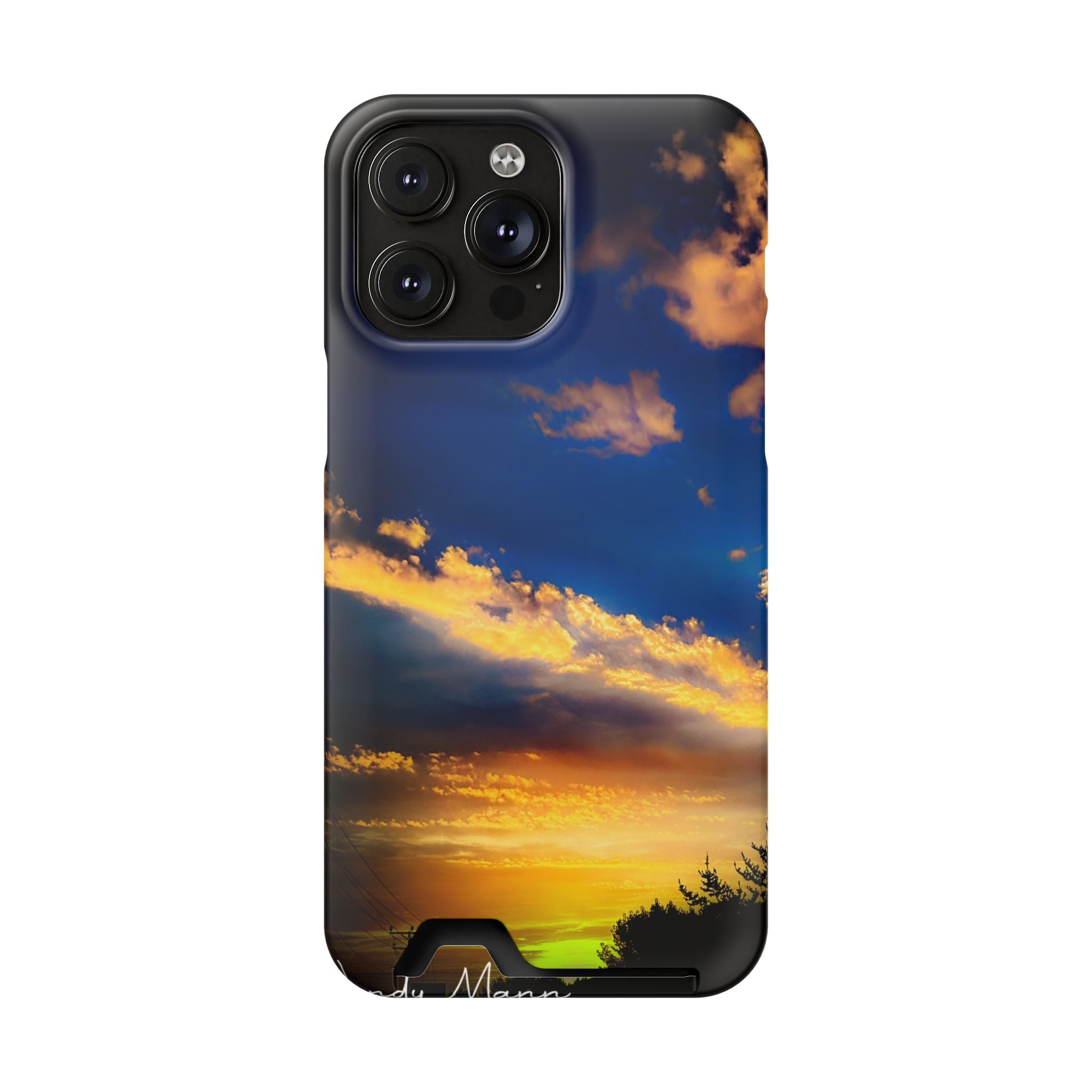 Sunset Sky Phone Case with Card Holder — Scenic Evening Landscape Wallet Case