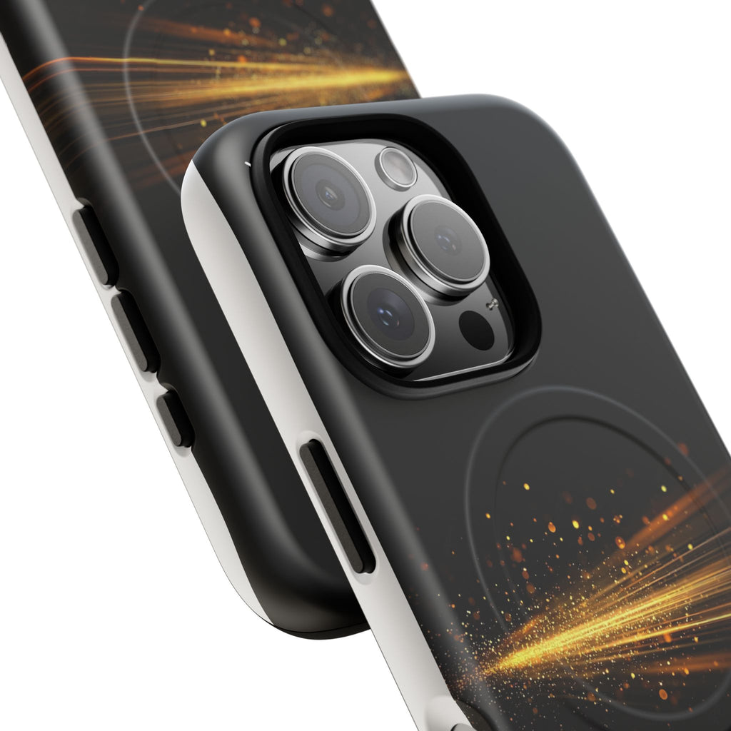 Magnetic Tough Phone Case — Black with Gold Light Trail