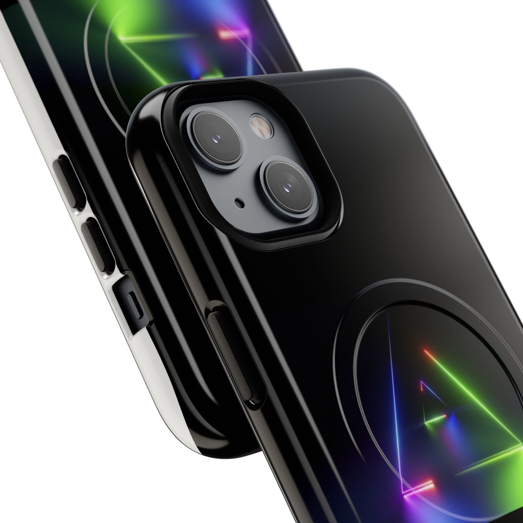 Magnetic Phone Case — Neon Prism Triangle Protective Cover