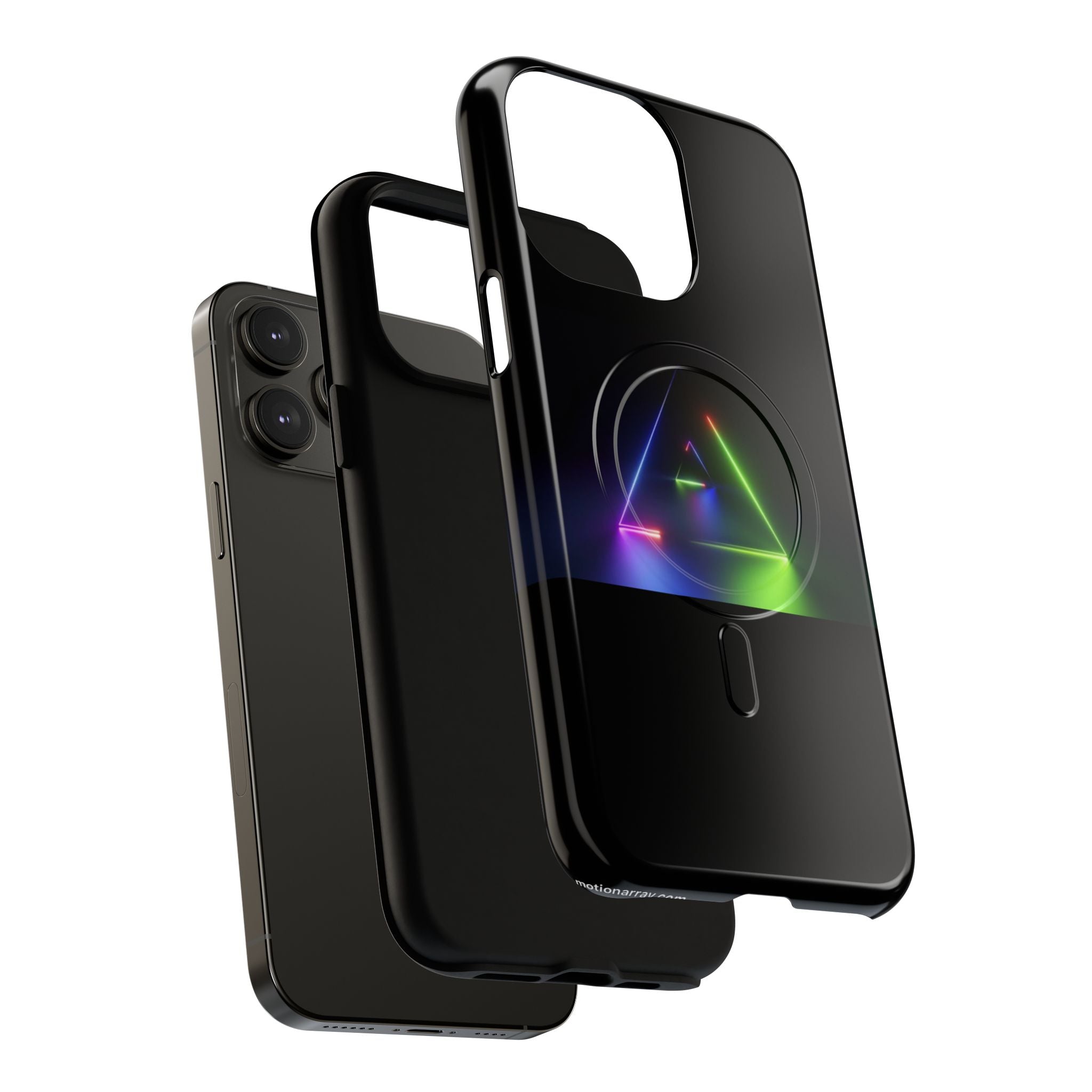 Magnetic Phone Case — Neon Prism Triangle Protective Cover
