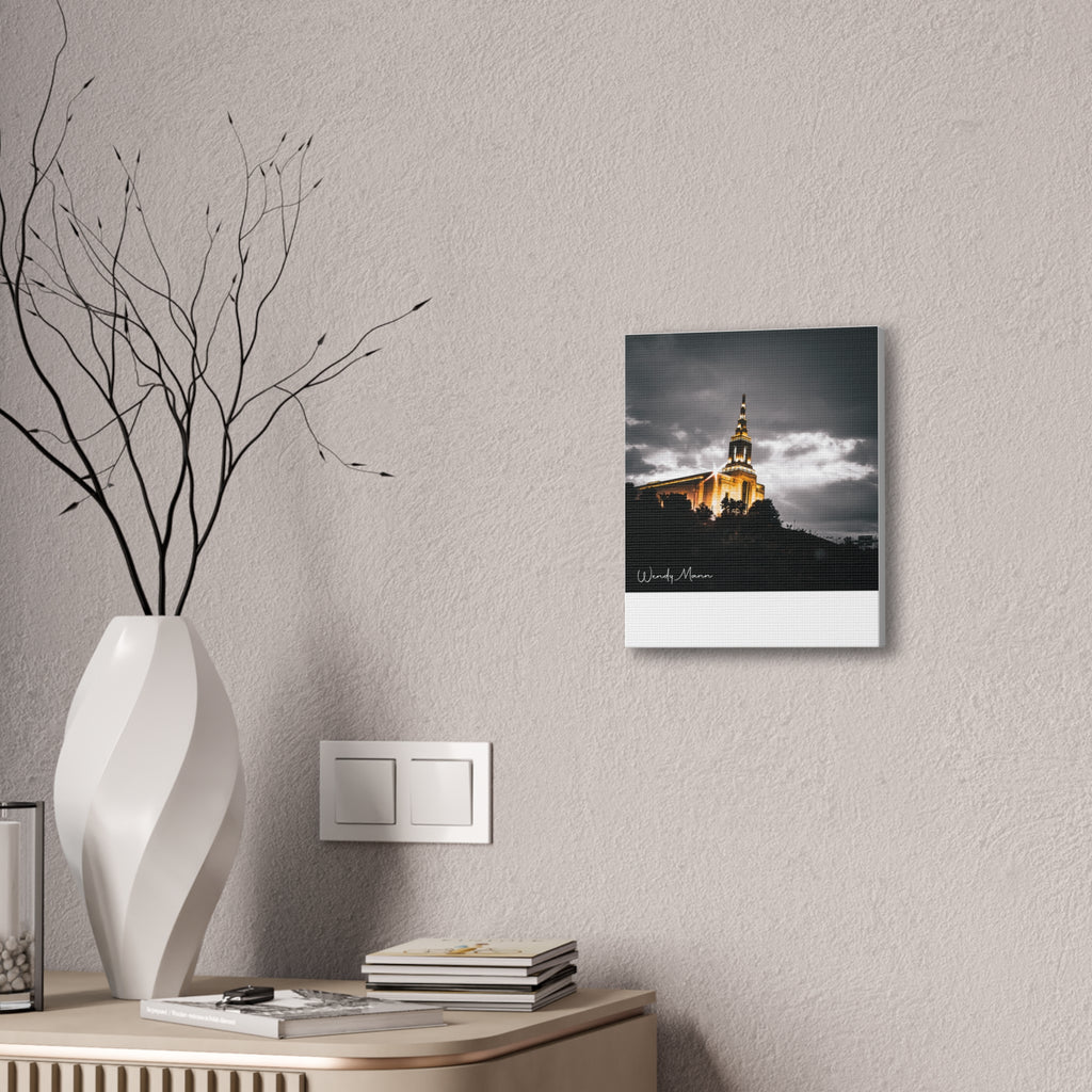 Illuminated Temple Nightscape Canvas