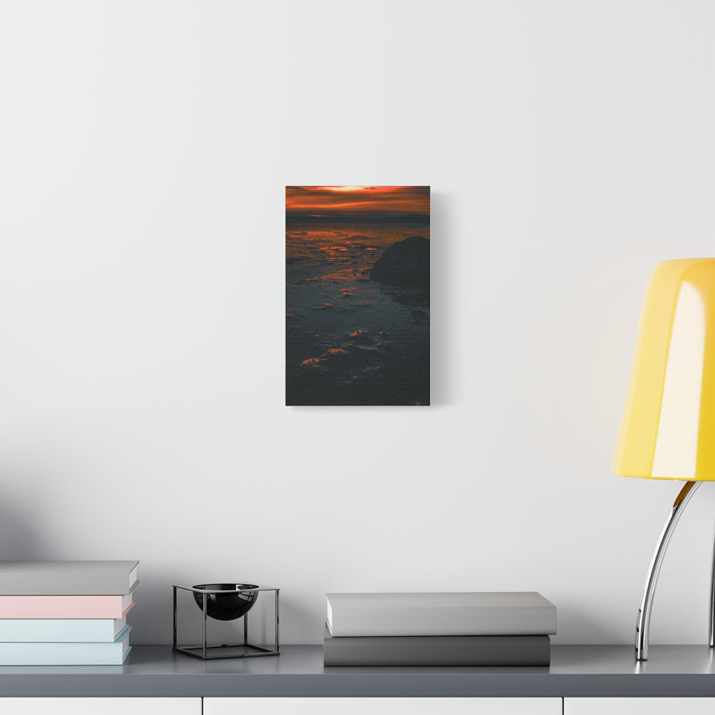 Sunset Shore Canvas Wall Art — Moody Coastal Landscape Print
